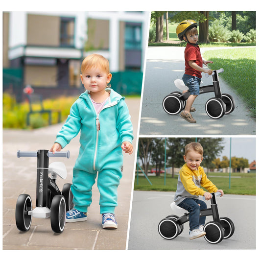 Baby Balance Bike for 1 Year Old Boys Girls, Toddler First Bike with 4 Colorful Lighting Wheels | 10-36 Month Toddler Balance Bike | First Birthday Gifts (Black)