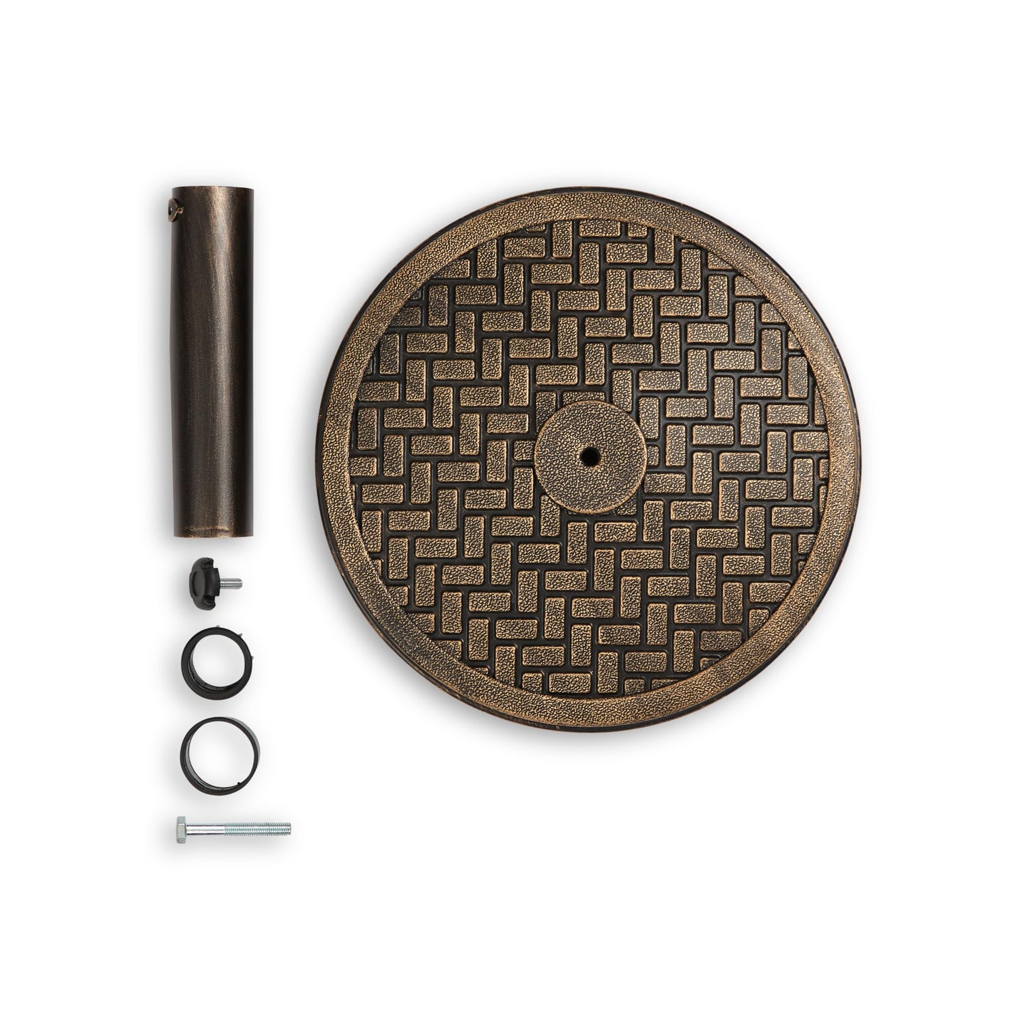 Backyard Expressions 26.5 Lb Umbrella Stand, Patio Umbrella Base, 15 in Diameter, Bronze