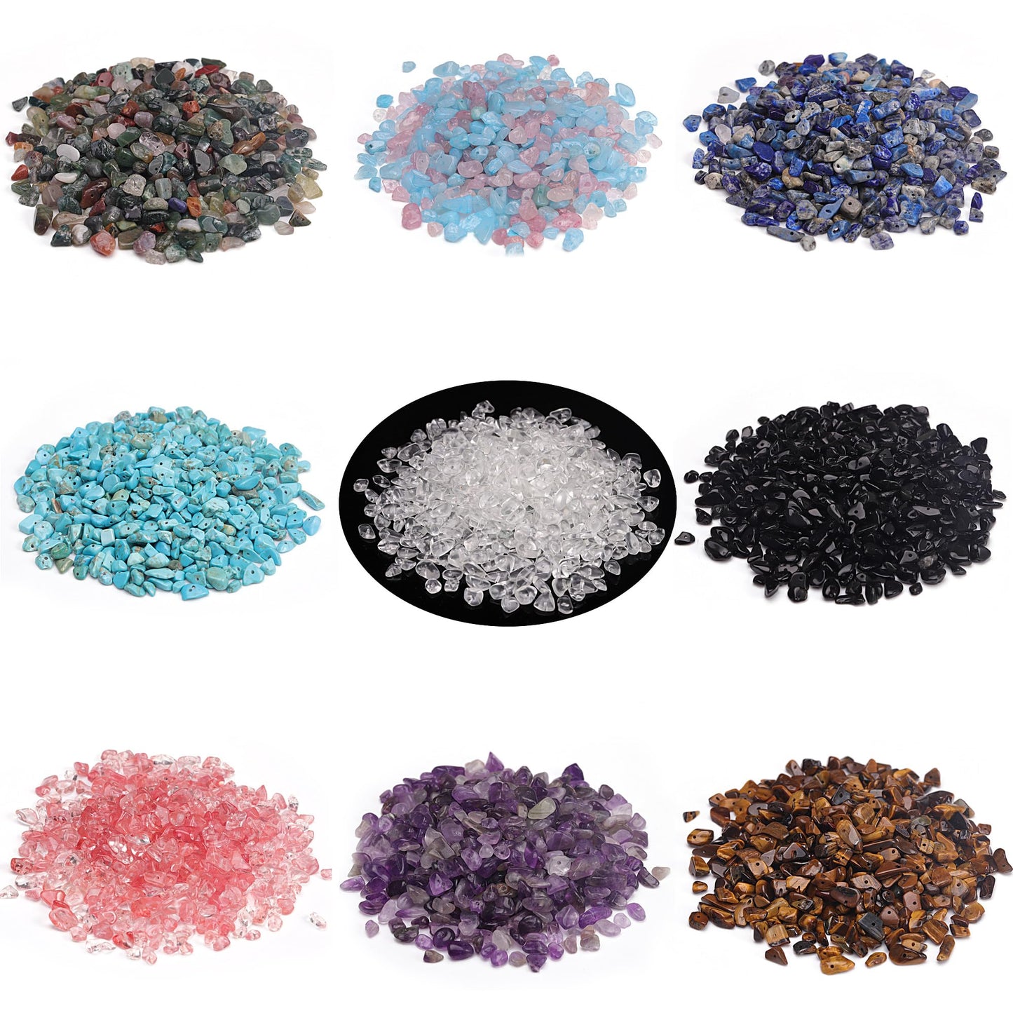 Youngbling Natural Chip Stone Beads 450 Pcs 5-8mm Healing Crystal Irregular Gemstone Drilled Lose Rocks Turquoise Beads Bulk for Bracelet Jewelry Making