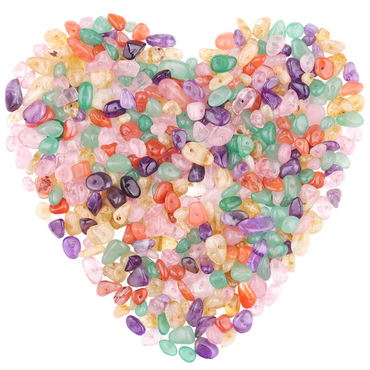 400pcs Natural Chip Stone Beads for Jewelry Making Assorted Colors 5-8mm Irregular Gemstones Healing Crystal Loose Rocks Bead Hole Drilled for Ring Earrings Necklace Bracelet Making DIY Art Crafts