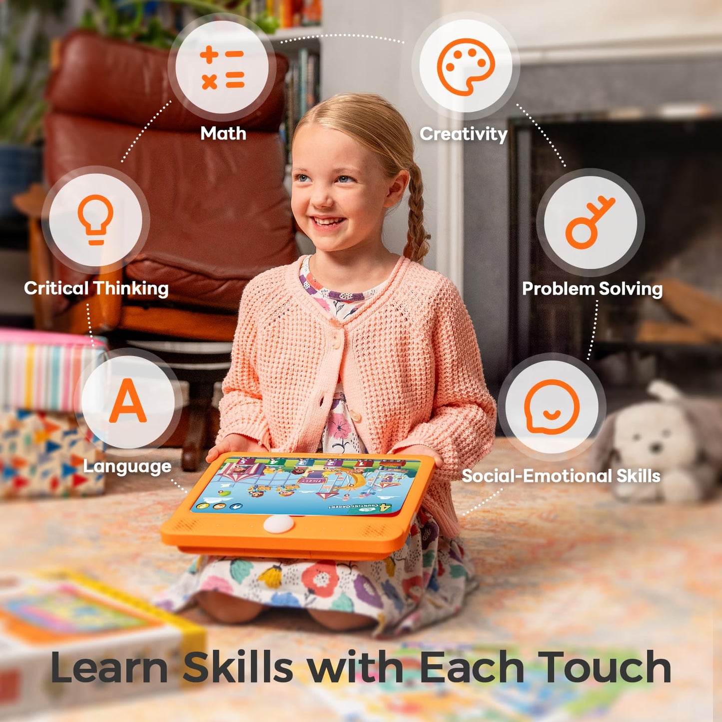 Think Academy Learning Pad for 3+, Age-Optimized Screen-Free Educational Learning Tablet, Learn to Read Phonics Flash Cards with Alphabet, Words, Numbers, Music, Preschool Learning Activities for Kids