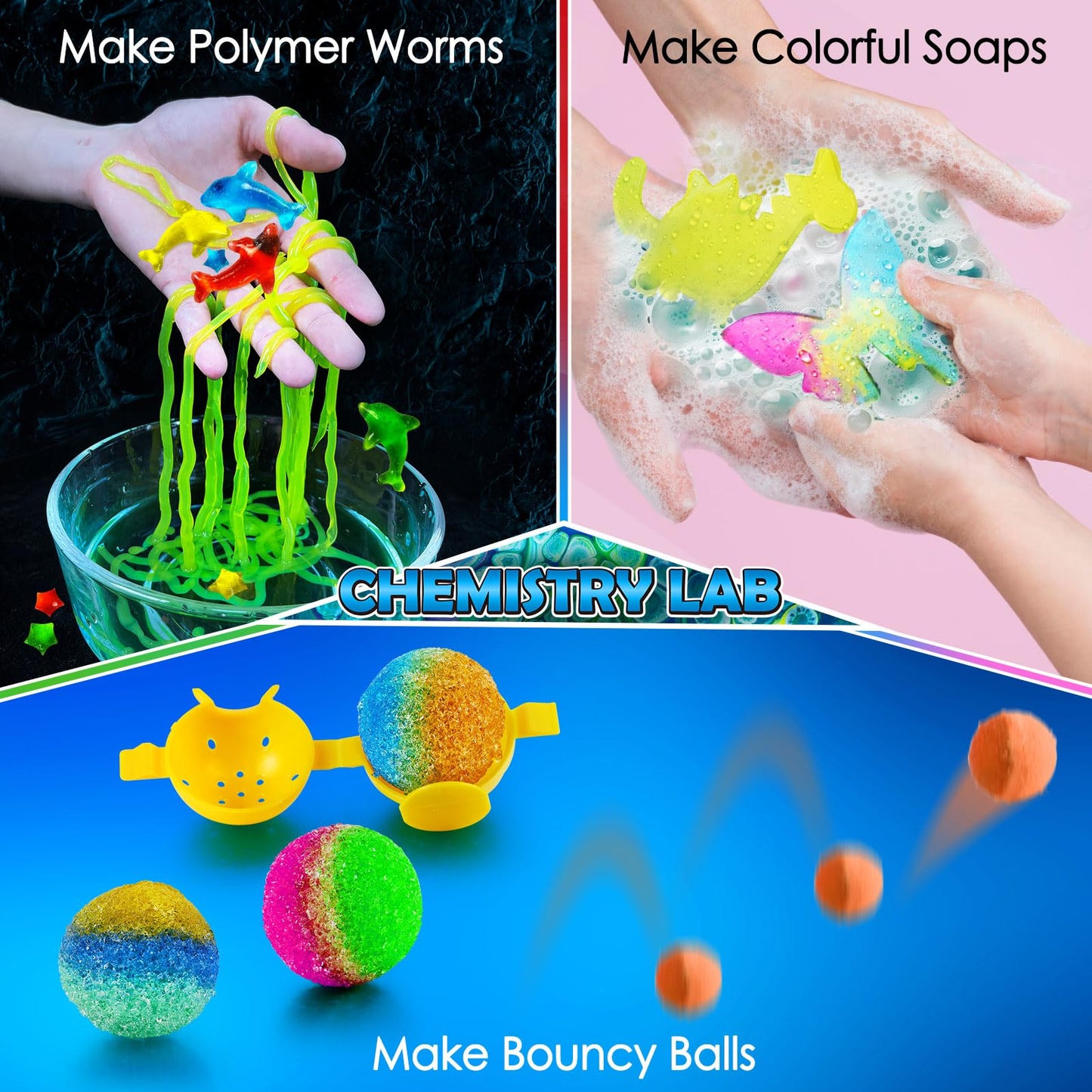 UNGLINGA 260+ Experiments Science Kits for Kids, S.T.E.M Science Projects, Chemistry Set, Christmas Birthday Toys Gifts Idea for Boys Girls, Dig Volcano Gemstones, Educational Scientist Set