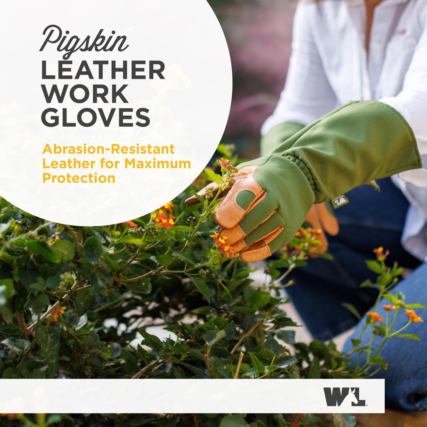 Wells Lamont Rosetender Gardening Gloves for Women – Thorn Proof Garden Gloves, Grain Leather Long Gloves for Pruning & Yard Work, 4129-300, Large