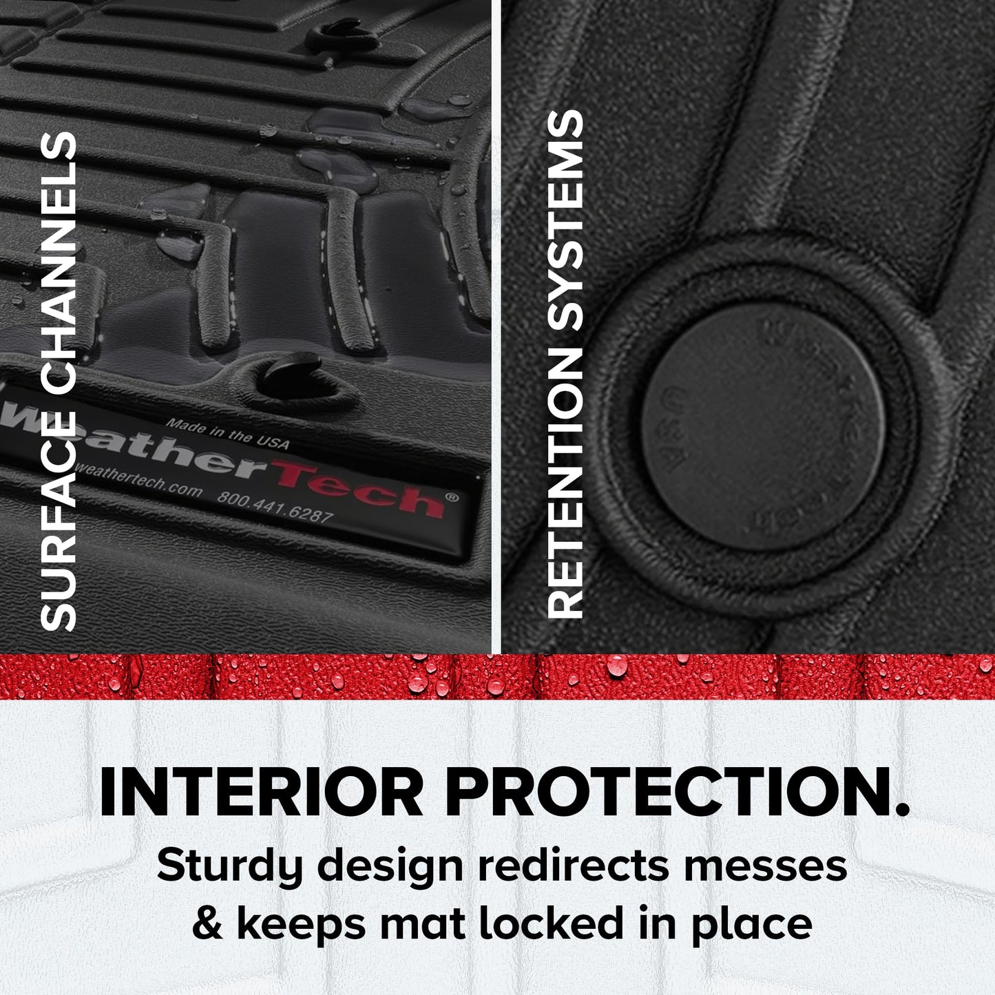 WeatherTech Custom Fit FloorLiners for GMC Sierra 2500HD / 3500HD, Silverado 2500HD/3500HD, Sierra 2500HD / 3500HD - 1st & 2nd Row (Full Coverage Row) (446071-445422), Black