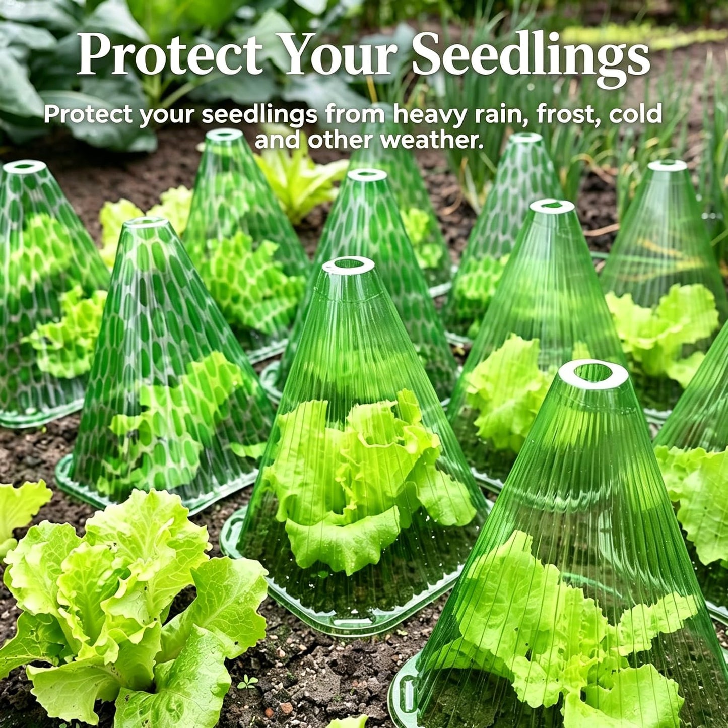 Fshow Garden Cloches,20 Pack Reusable Plant Bell Cover,Bell Jar Cloches for Protection Against Sun, Frost, Snails Etc. (Green)