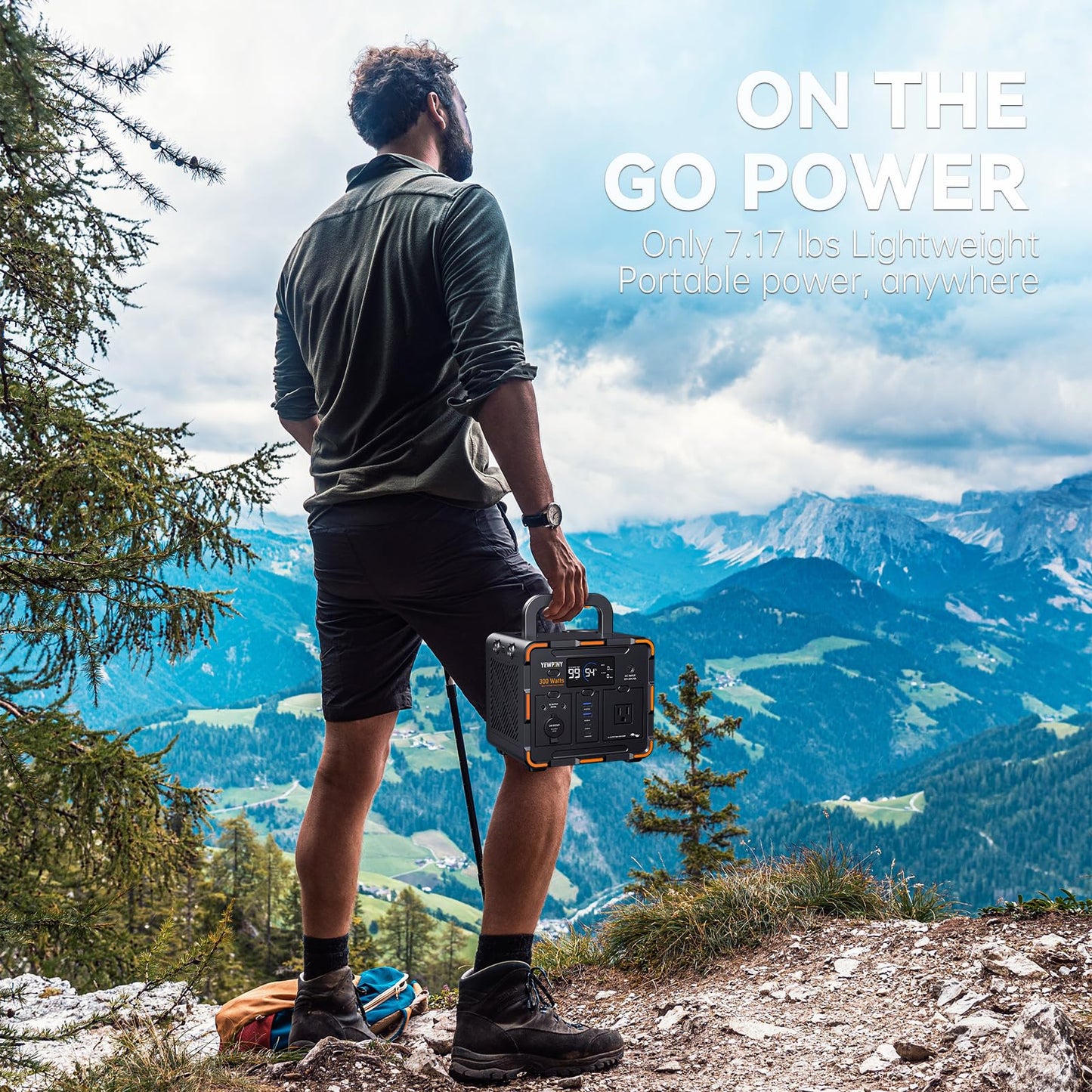 300W Portable Power Station, Solar Generator 259Wh, 70,000mAh LiFePO4 Battery with 65W USB-C PD&Pure Sine Wave AC, Solar Charging for Camping,Home Backup,Emergency Power(SOS Light & LCD Display)