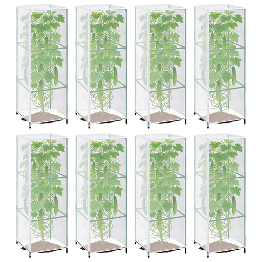 Ukontagood 8 Pack Garden Bird Netting Plant Cover for Square Tomato Cage, 59" x 17.7" Garden Netting Barrier Mesh with Drawstring Ultra Fine Plant Cover for Protecting Plants