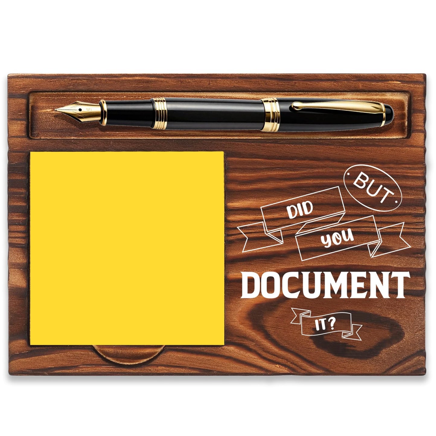 FOUGSTA Funny Office Gifts for Accountant, Gag Office Gifts for Accountant, Gag Desk Decor Gift for Coworker,Wooden Notepad Pen Holder With Funny Quotes,16.5 x 12 x 1.5 cm,XXN12