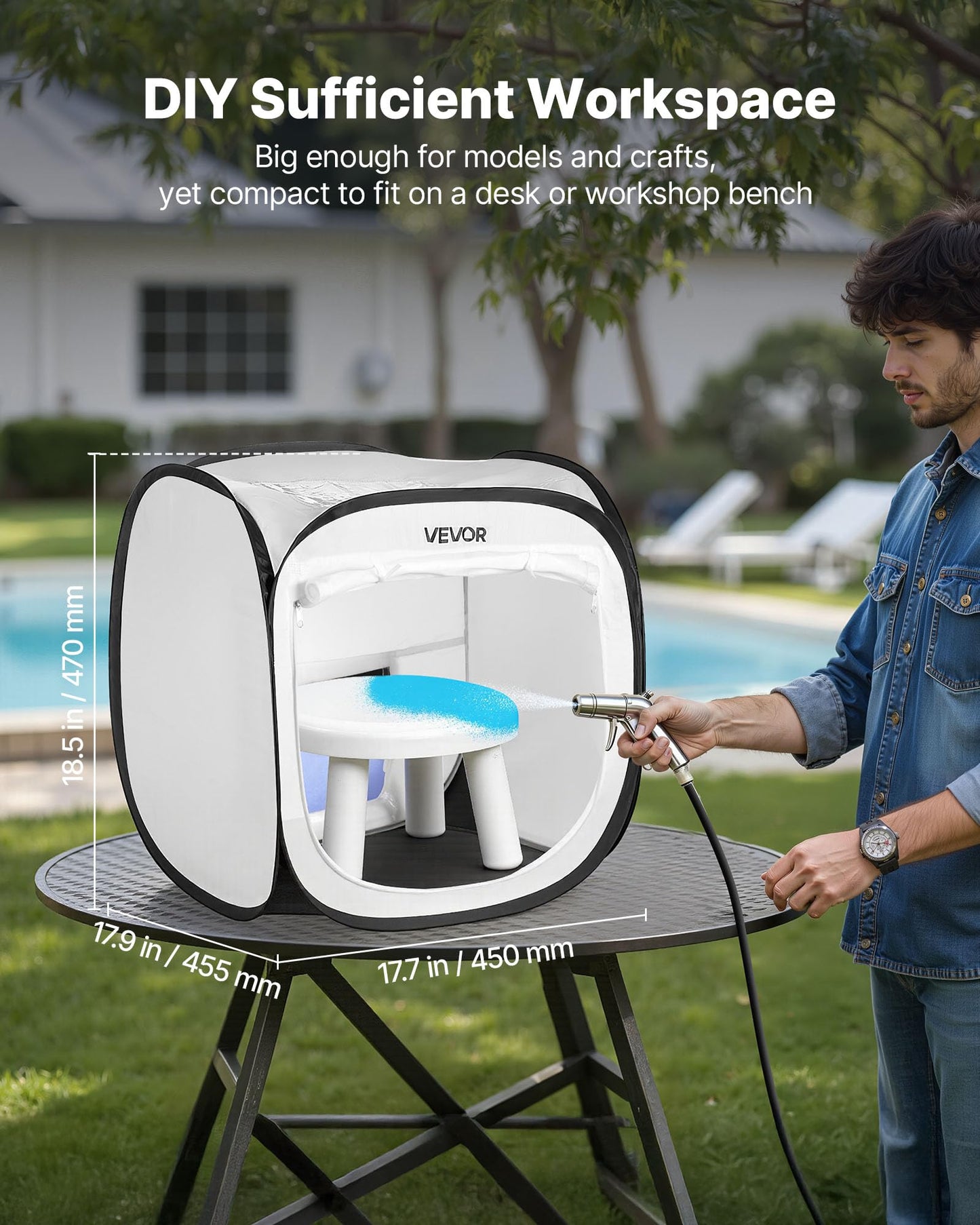 VEVOR Portable Paint Booth Tent, 15.94 x 15.94 x 16.9 inch Pop-Up Portable Spray Paint Tent with Mesh Door, Spray Painting Tents for Small Models, Sculptures, Vases, Photo Frames, Pop-Up Design