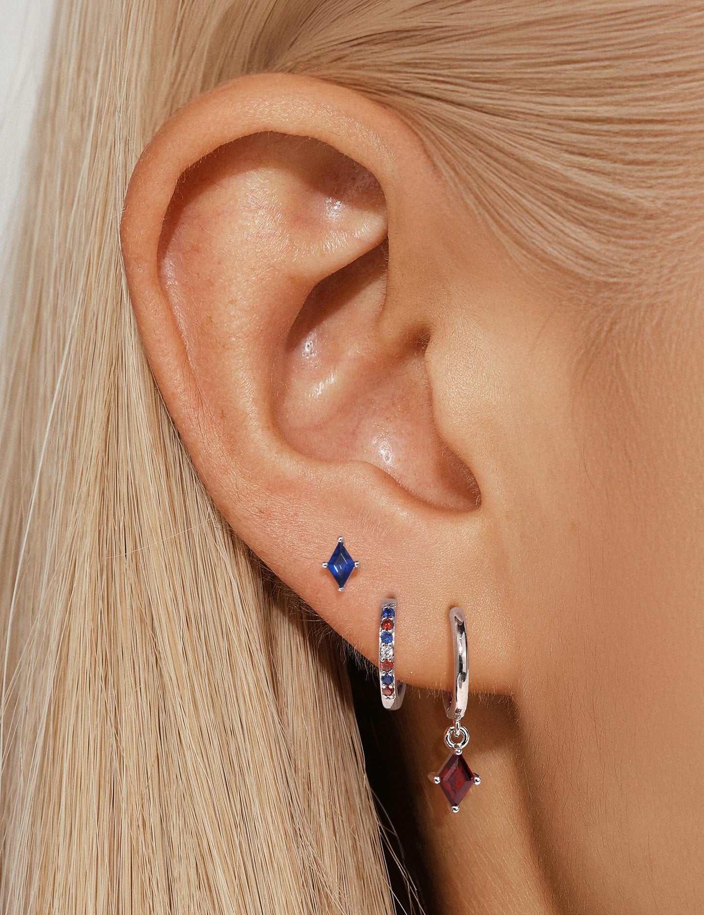 Angelady 4th of July Earrings Set for Women Patriotic American Flag Earring USA Dangle Earrings Red White Blue American Flag Huggies Hoop Earring Independence Day Gifts
