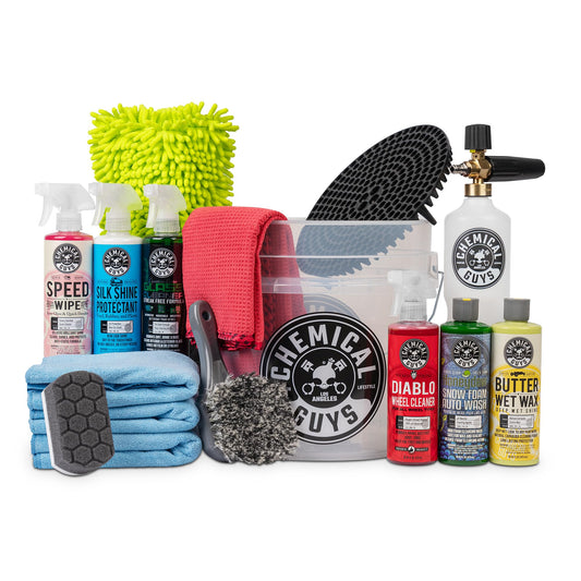 Chemical Guys 16-Piece Arsenal Builder Car Wash Kit with Foam Cannon, Bucket, and 6 x 16 oz Care Chemicals - Car Detailing Kit Works with Pressure Washers, Trucks, SUVs, Motorcycles, and More