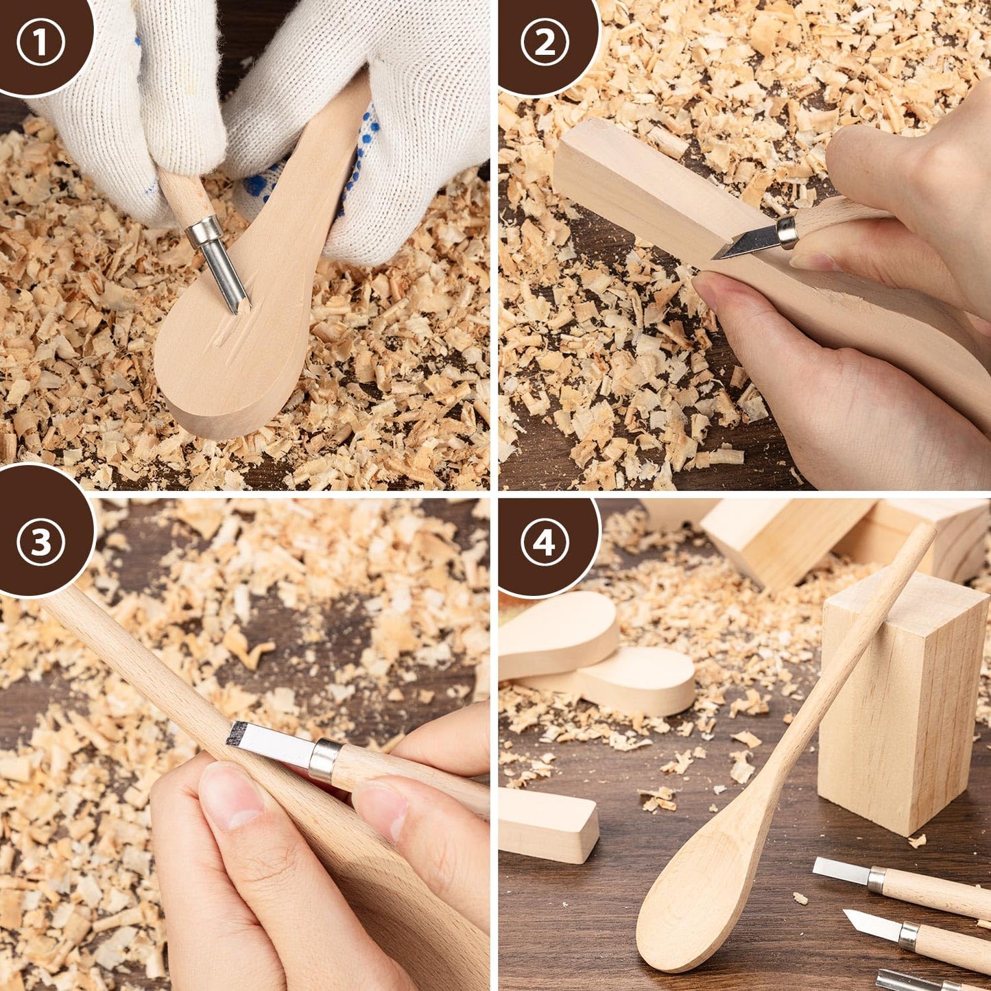 12Pcs Basswood Carving Blocks for Spoon Carving - Premium Unfinished Wood Blanks for Whittling Kit, Soft Wood for Carving, Hobby Craft Supplies for Beginners, Kids & Adults (Spoon Blank Set)