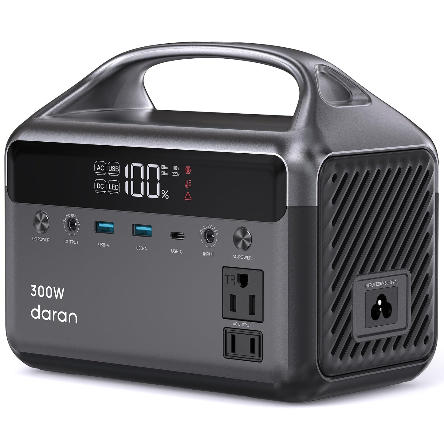 DaranEner Portable Power Station, 300W (Surge 600W) 192Wh(60,000mAh) Power Bank with 110V AC Outlet, LiFePO4 Battery for Home Emergency, Camping, Travel,& Outdoor Electronics(Option Solar Generator)