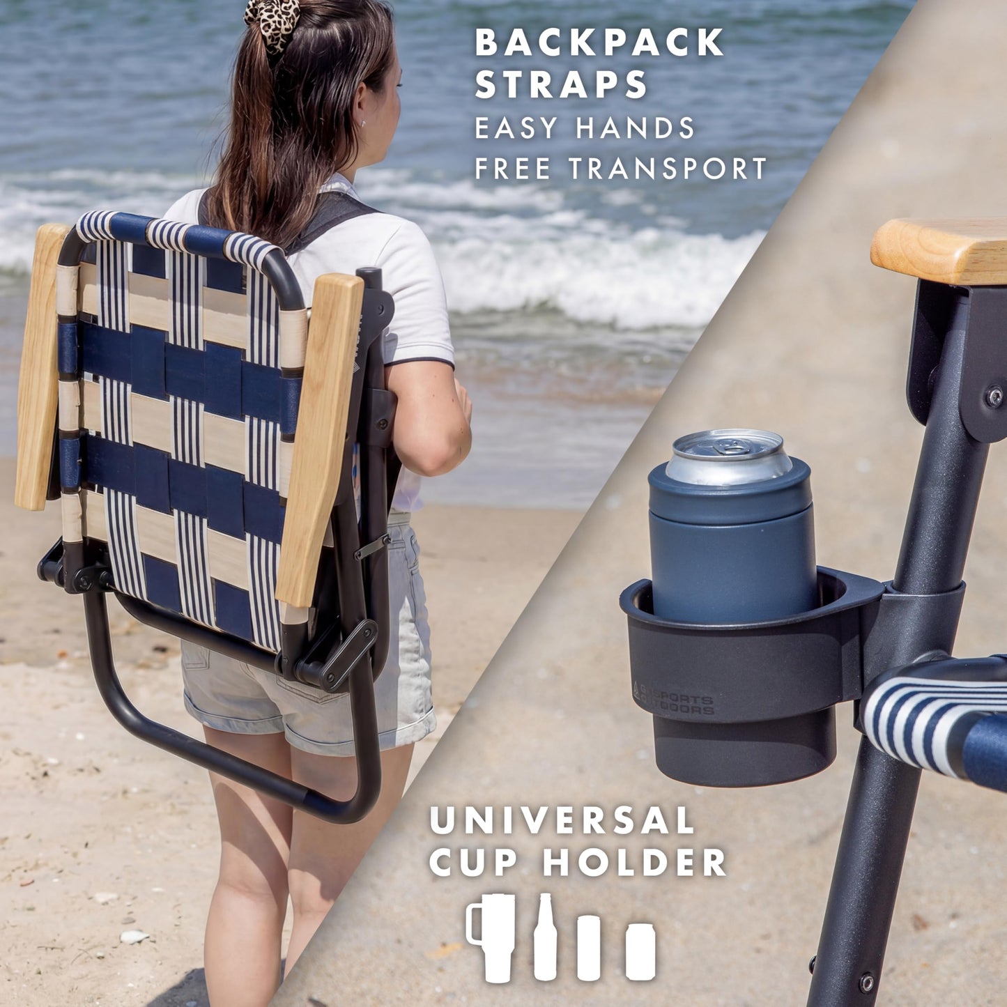 GoSports Outdoors WOVN Beach Backpack Chair - Premium Folding Camping Chair - 9 Styles Available - LIDO