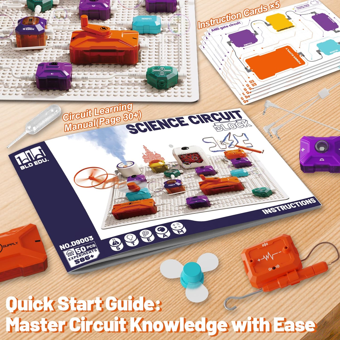 Science Kits for Kids - STEM Kits for Kids, Electronics Exploration Kit, Over 420 Projects, 50 Circuit Parts with Bubble Maker，Fan & Flying Helicopter, STEM Educational Toy Gifts for Boys& Girls