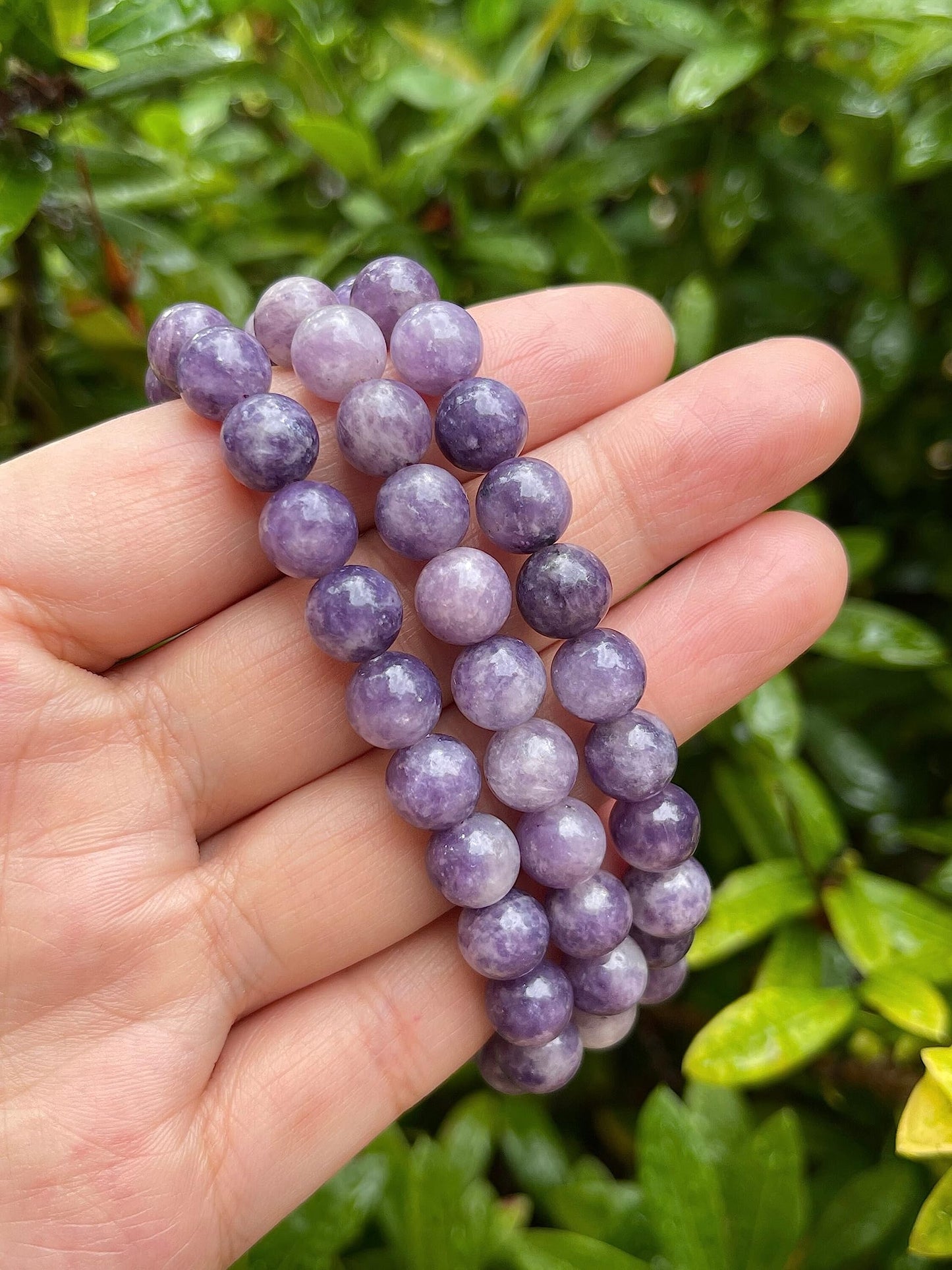 GAF TREASURES Lepidolite Crystal Bead Bracelet 8mm, Genuine Lepidolite Stretch Gemstone Bracelet, Healing Crystal Bracelet, Gift for Men & Women (1)