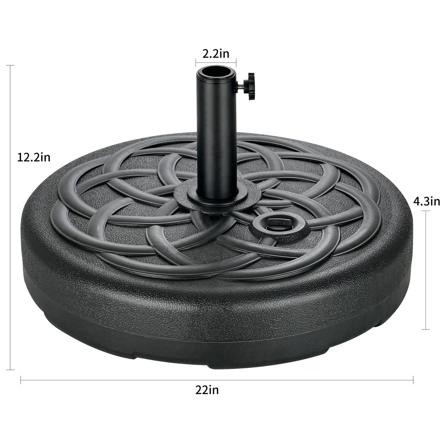 FLAME&SHADE Patio Umbrella Base Stand - 112 lbs 22" Fillable Outdoor Umbrella Base, Water Filled Heavy Duty Base for Table Market Umbrella Holder, Garden, Backyard, Pool, Beach(Black)