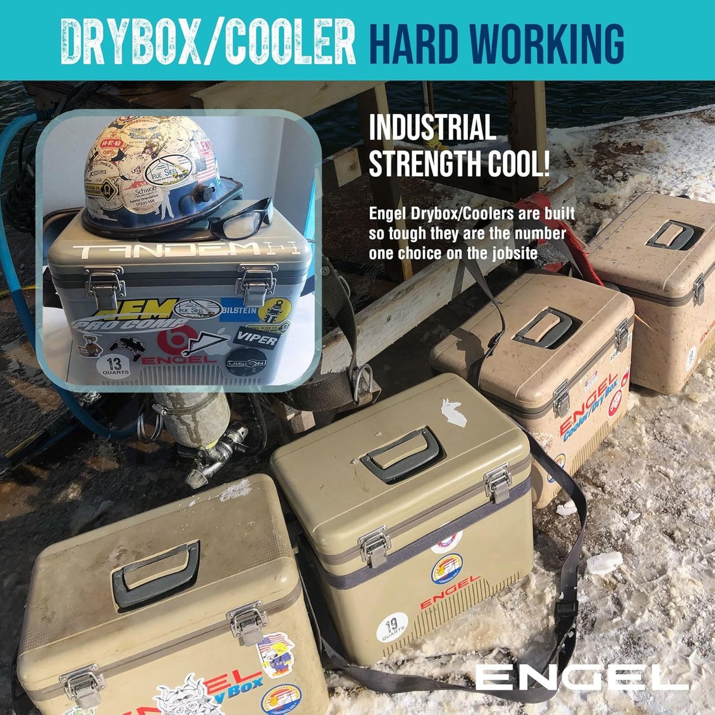 Engel UC7 7.5qt Leak-Proof, Air Tight, Drybox Cooler and Small Hard Shell Lunchbox for Men and Women in Arctic Blue