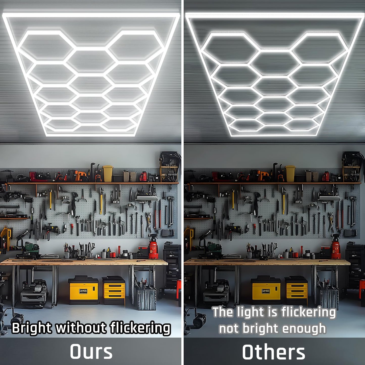 X-Litall Hexagon Garage Light - Hexagon led Lights, High Brightness 566W 70750LM 6500K Super Bright Honeycomb Lights for Garage, Basement, Warehouse, Auto Beauty Shop, Car Detailing Shop