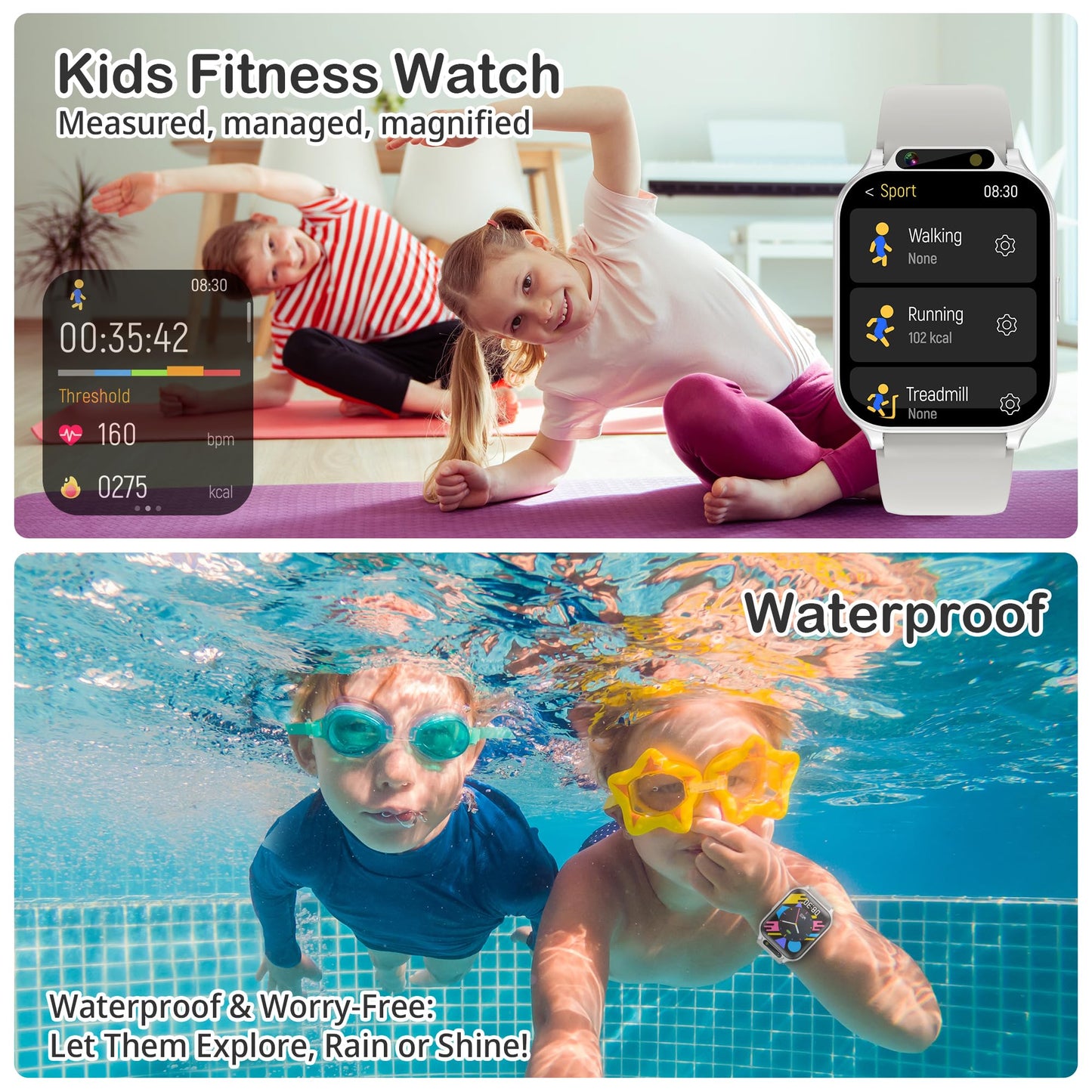 Kids Waterproof Smart Watch Boys with Fitness Tracker Sports Activity Pedometer Heartrate SpO2 Stress Monitor Flashlight APP HD Touch Screen Camera Games Music for 4-13 Years Old Boys Gifts for Kids