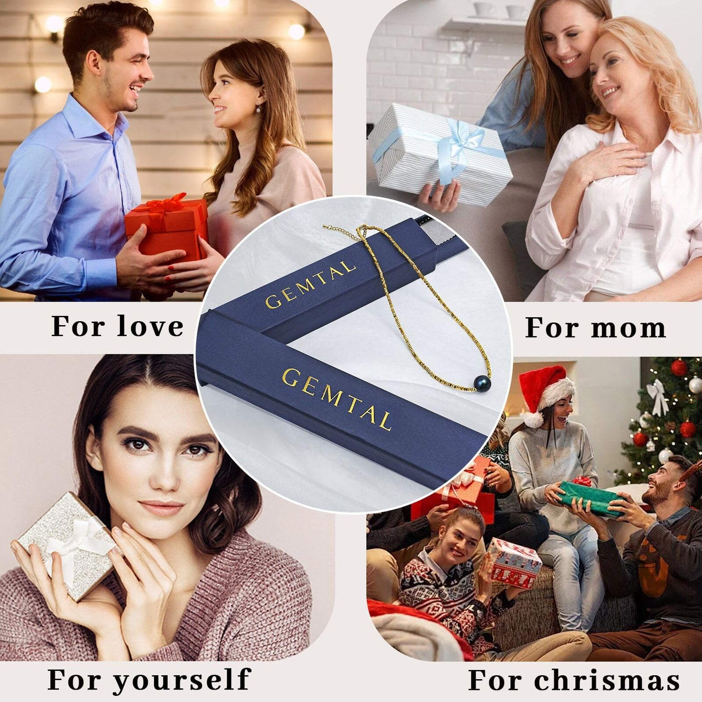 GEMTAL Dainty Single Pearl Pendant Necklaces for Women Trendy,18K Gold Plated Handmade Stone Beaded Choker Necklace,Delicate Round Freshwater Pearl Necklace Jewelry Gift for Women Girls(Black/Gold)