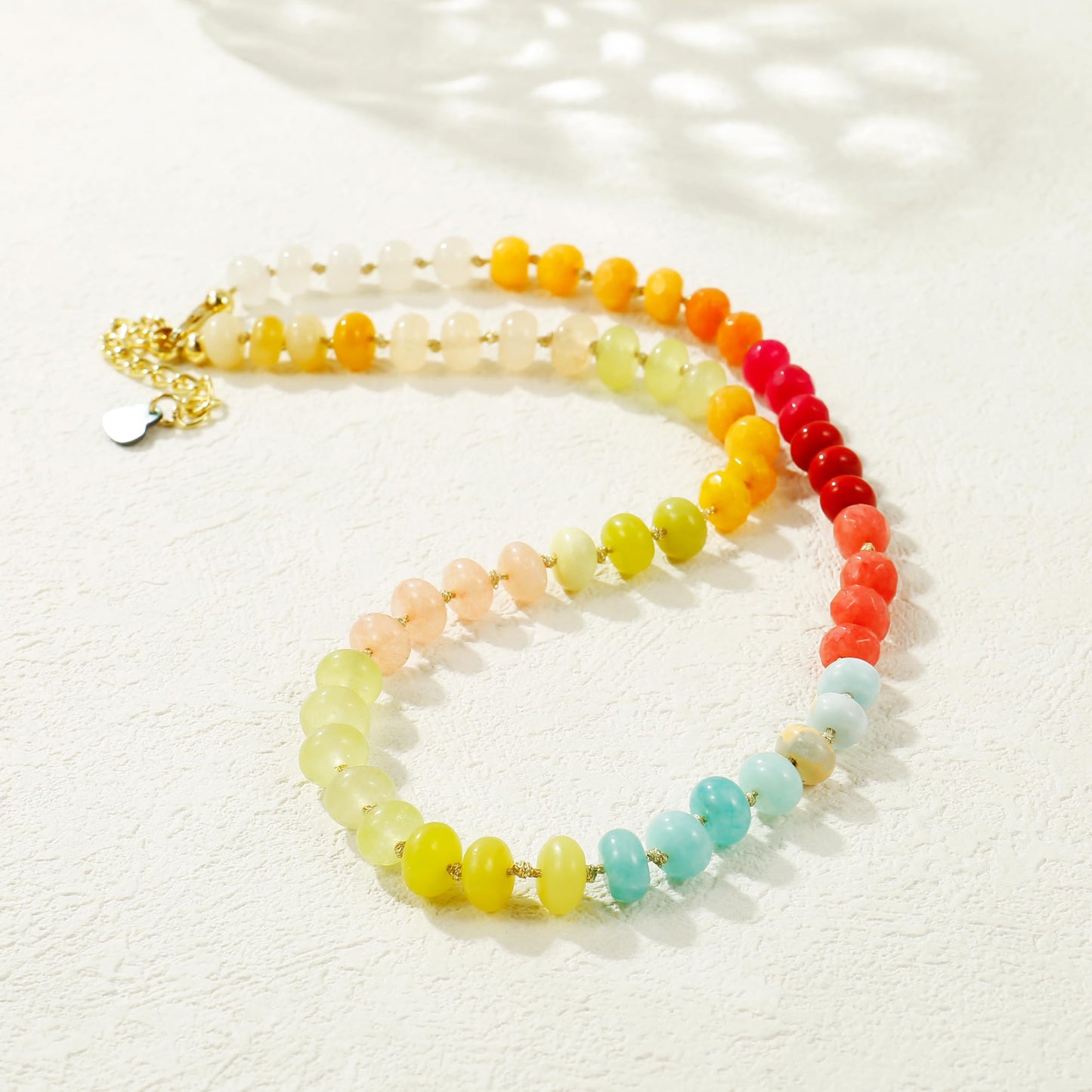 Gemstone Beaded Necklace for Women Colorful Natural Stone Freshwater Pearl Surfer Beach Rainbow Necklace Jewelry Gift (colorful -04)