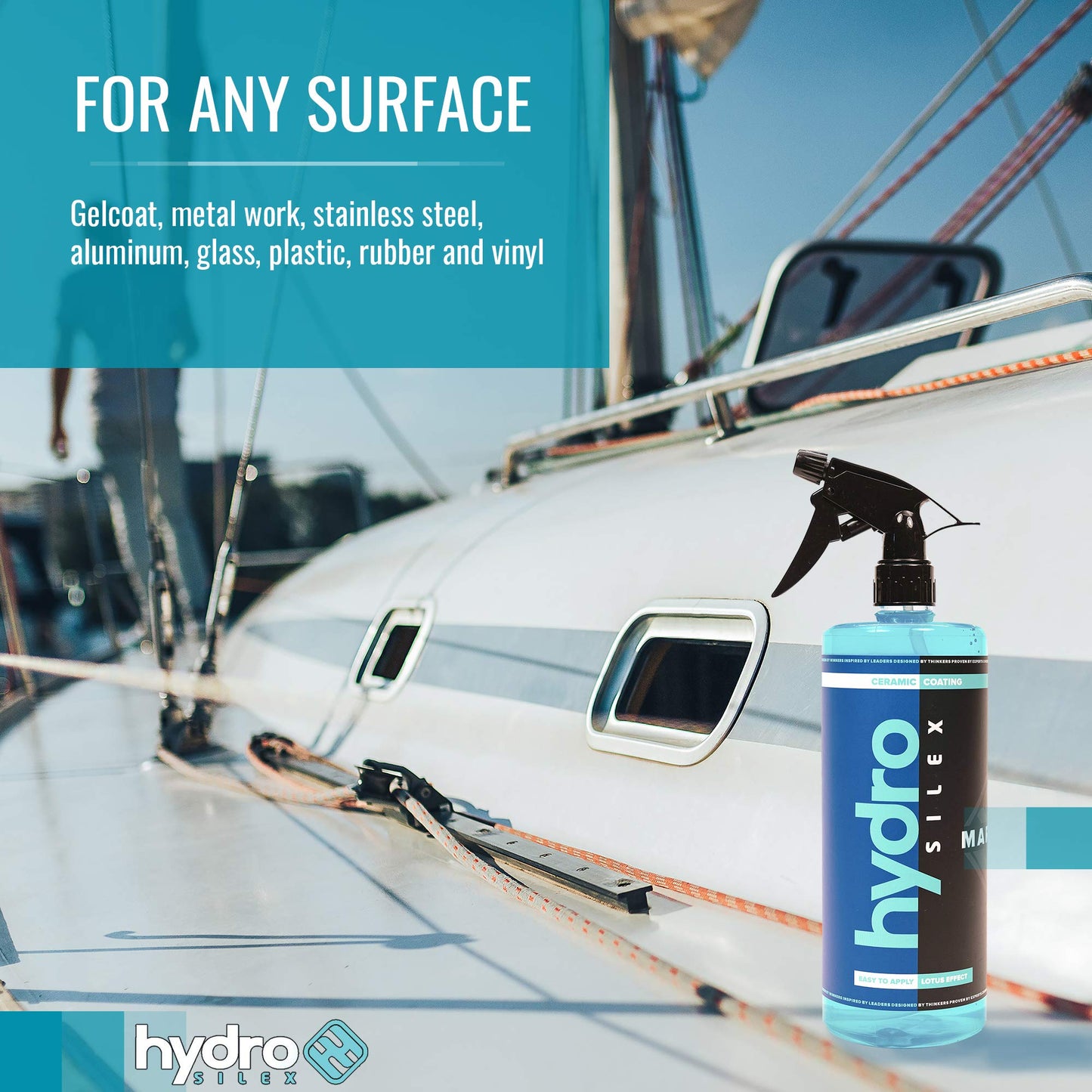 HydroSilex Marine Ceramic Coating (128oz) | Spray on Ceramic Coating w/ SIO2 | UV Protectant | Protects Hull from Salt Water Damage | Protection for Boats, Yachts & Personal Watercrafts