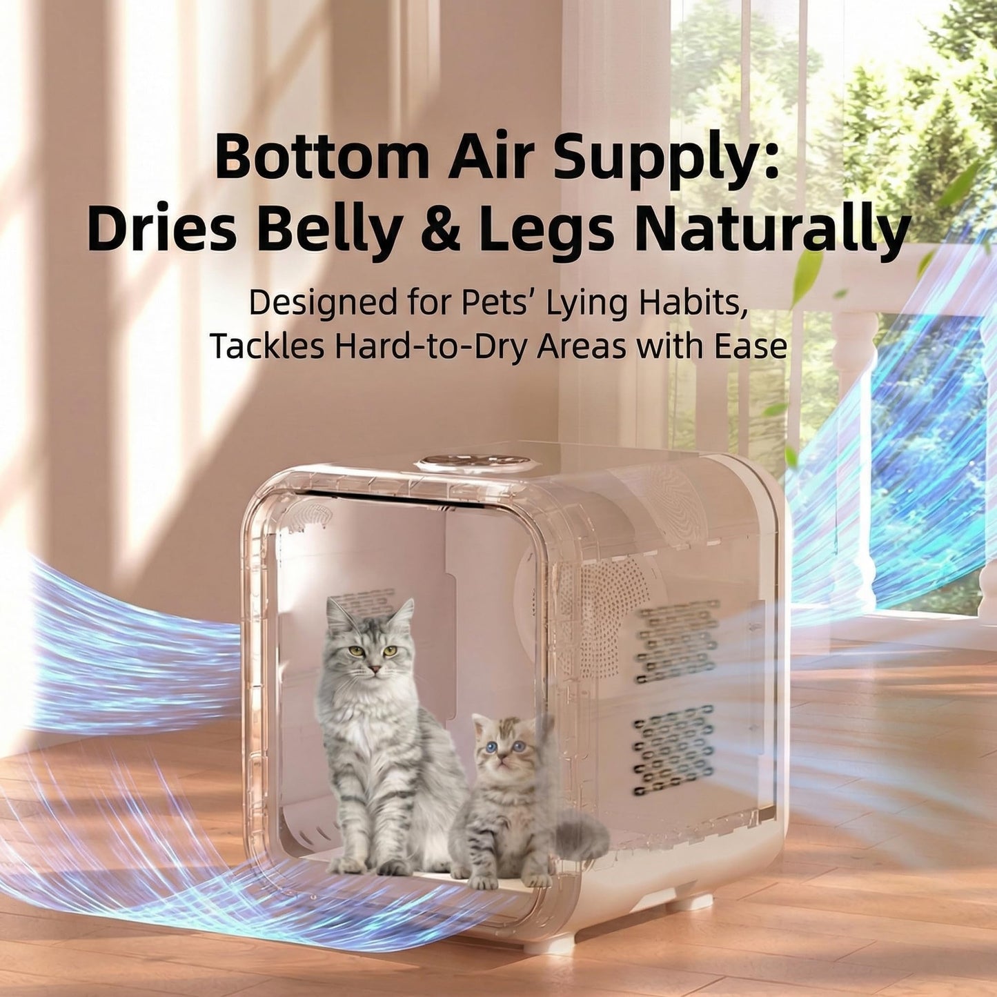 Professional Pet Dryer Box for Dogs & Cats - Fast Drying & Low Noise Blower, Portable Pet Hair Dryer Machine with Adjustable Temperature & Petting Window Small Medium Pets After Bath Grooming at Home