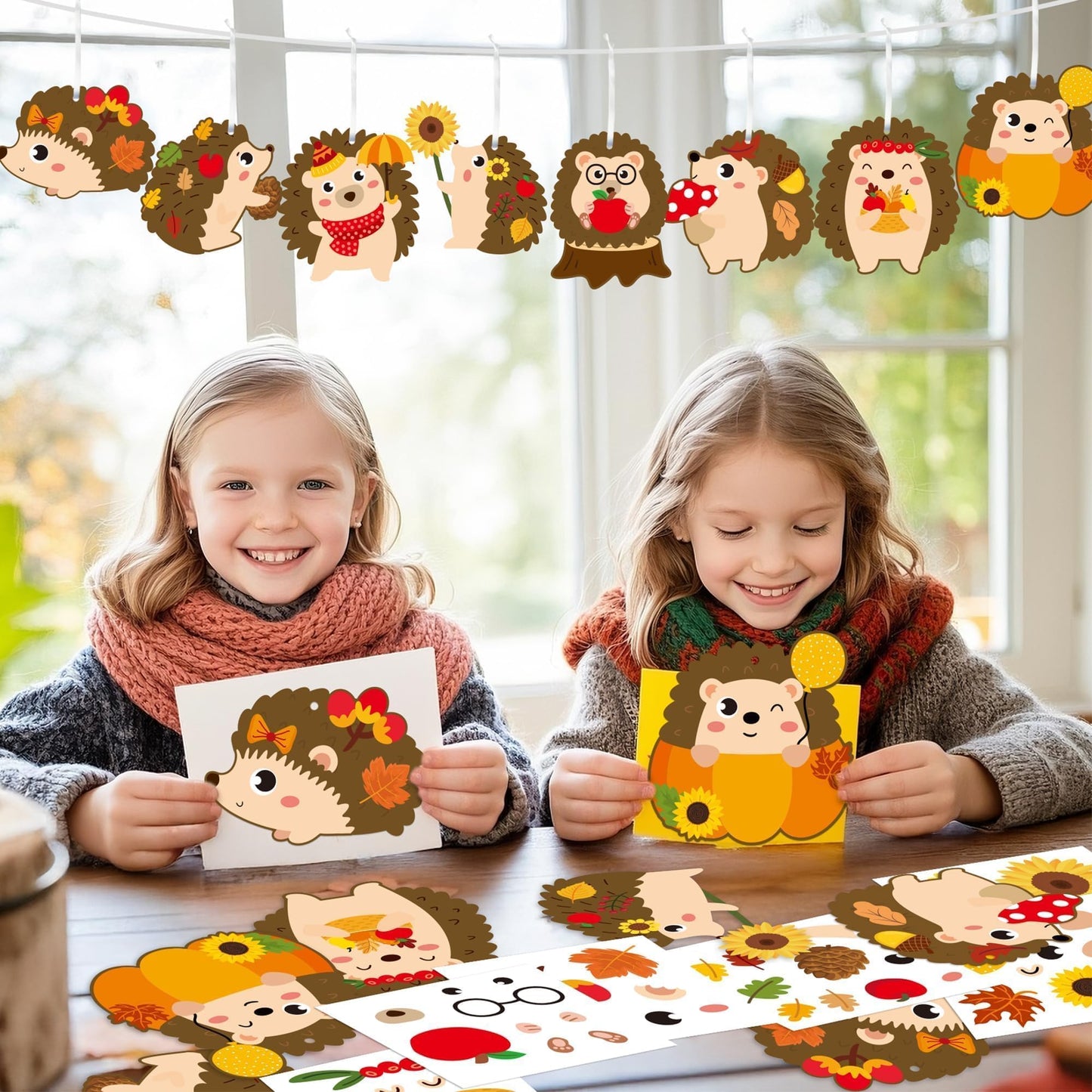 EZdhuawuse Simmer Craft for Kids Kindergarten DIY Hedgehog Craft Kits 123Pcs Thanksgiving Art Craft Make Your Own Hedgehog Set for Home Class Office Game Art Activities Preschoolers Holiday Gifts