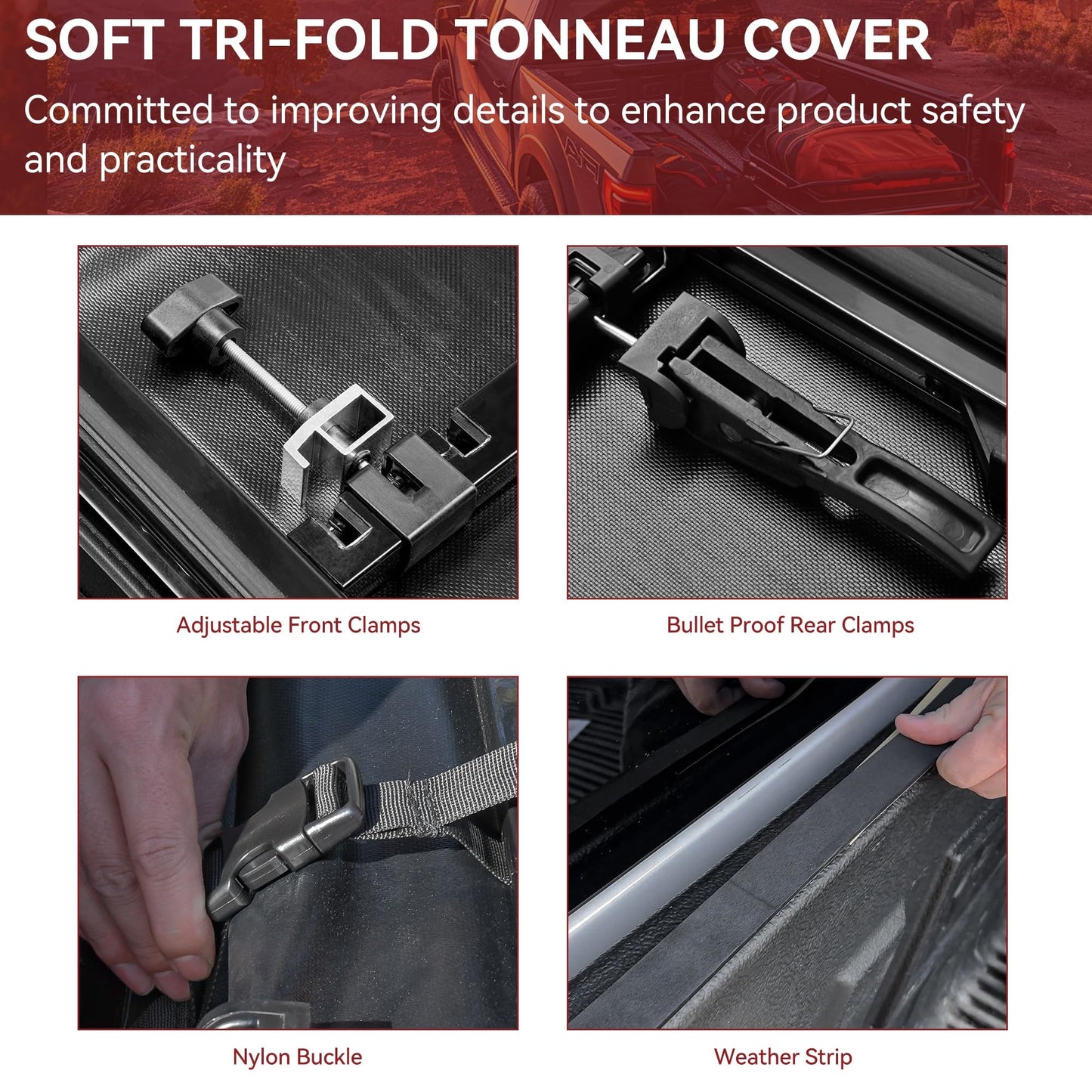 YITAMOTOR Soft Tri-Fold Tonneau Cover Fits for Toyota Tundra with Deck Rail System 5.5ft Bed 2014-2021 (Excl. Trail Edition), Effortless Installation
