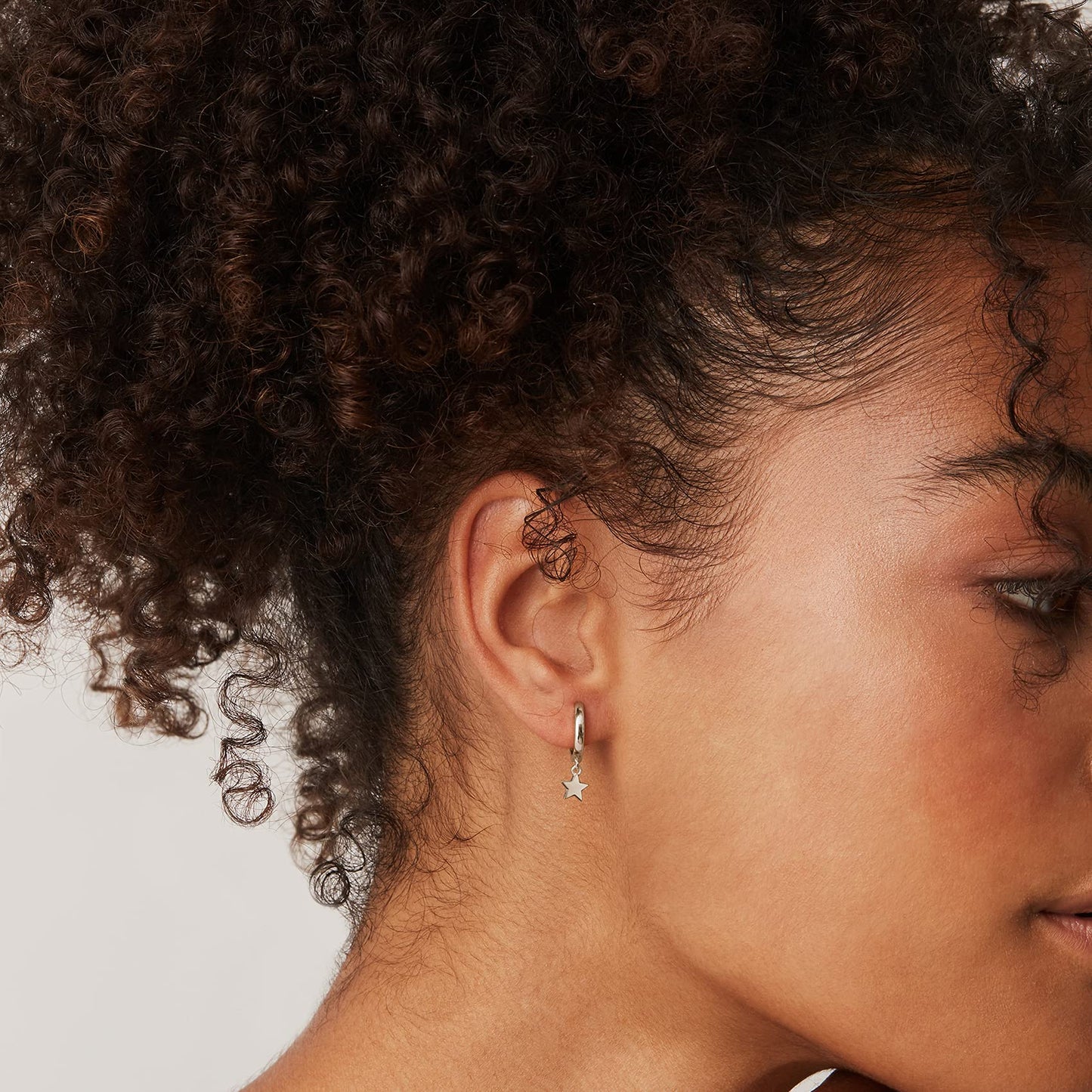PAVOI Rhodium Plated 925 Sterling Silver Post Celestial Dangle Huggie Hoop Earrings For Women - Trendy Star Hoop Earrings - Small Hinged Huggies