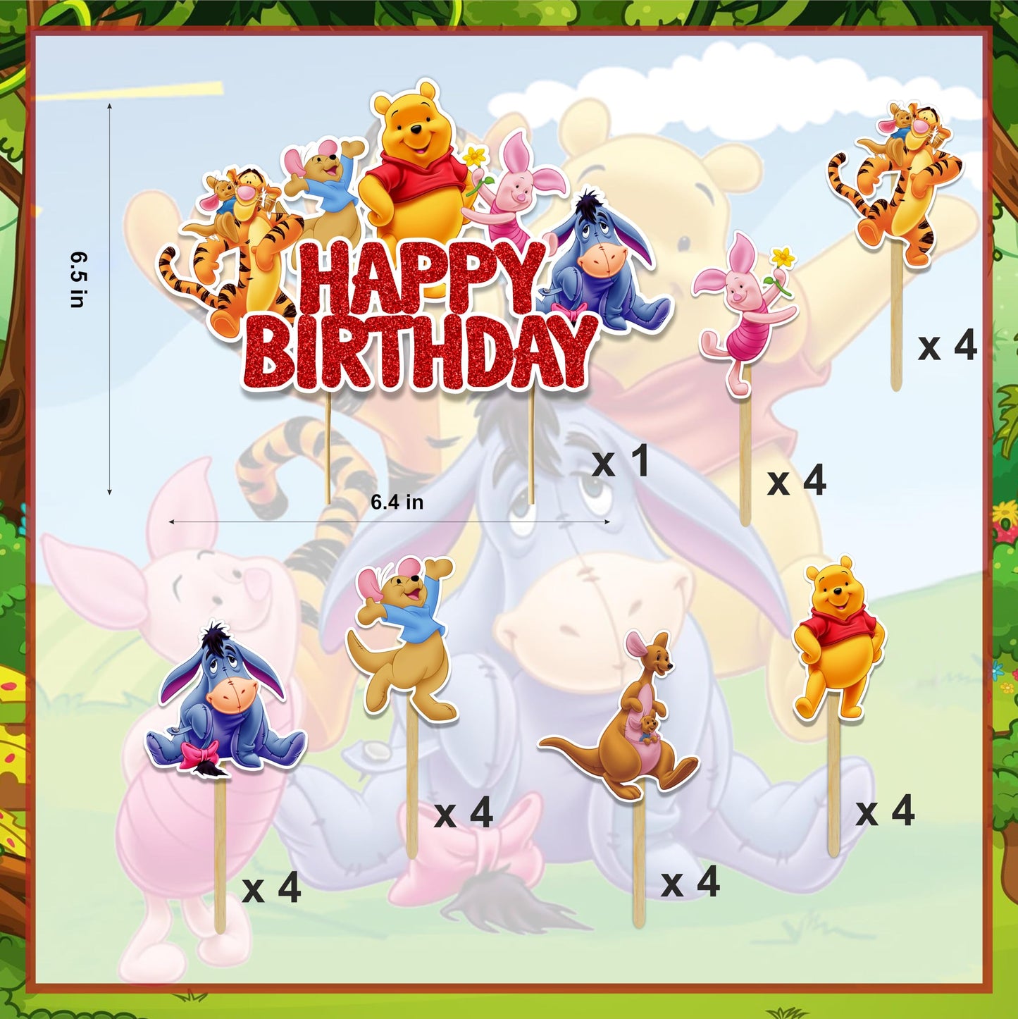 Winie The Pooh Theme Birthday Party Supplies, Cartoon Bear Party Decoration Set, Cute Themed Celebration Decor Kit for Birthday, Table Setup, Backdrop, Home Event Decoration Supplies