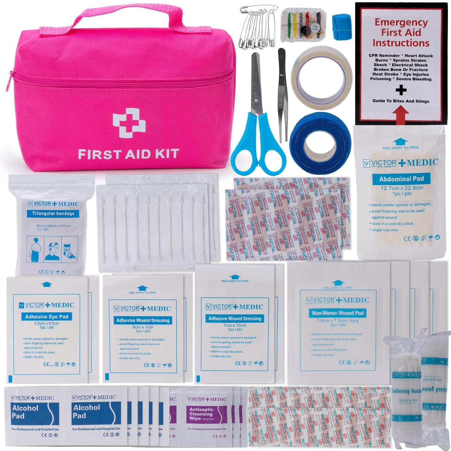 CALBEAU Roadside Emergency Car Kit for Vehicles, Pink Emergency Roadside Assistance kit with Car First Aid Kit, Thoughtful Car Emergency Kit for Women, Men, New Drivers and Adventurers Gifts