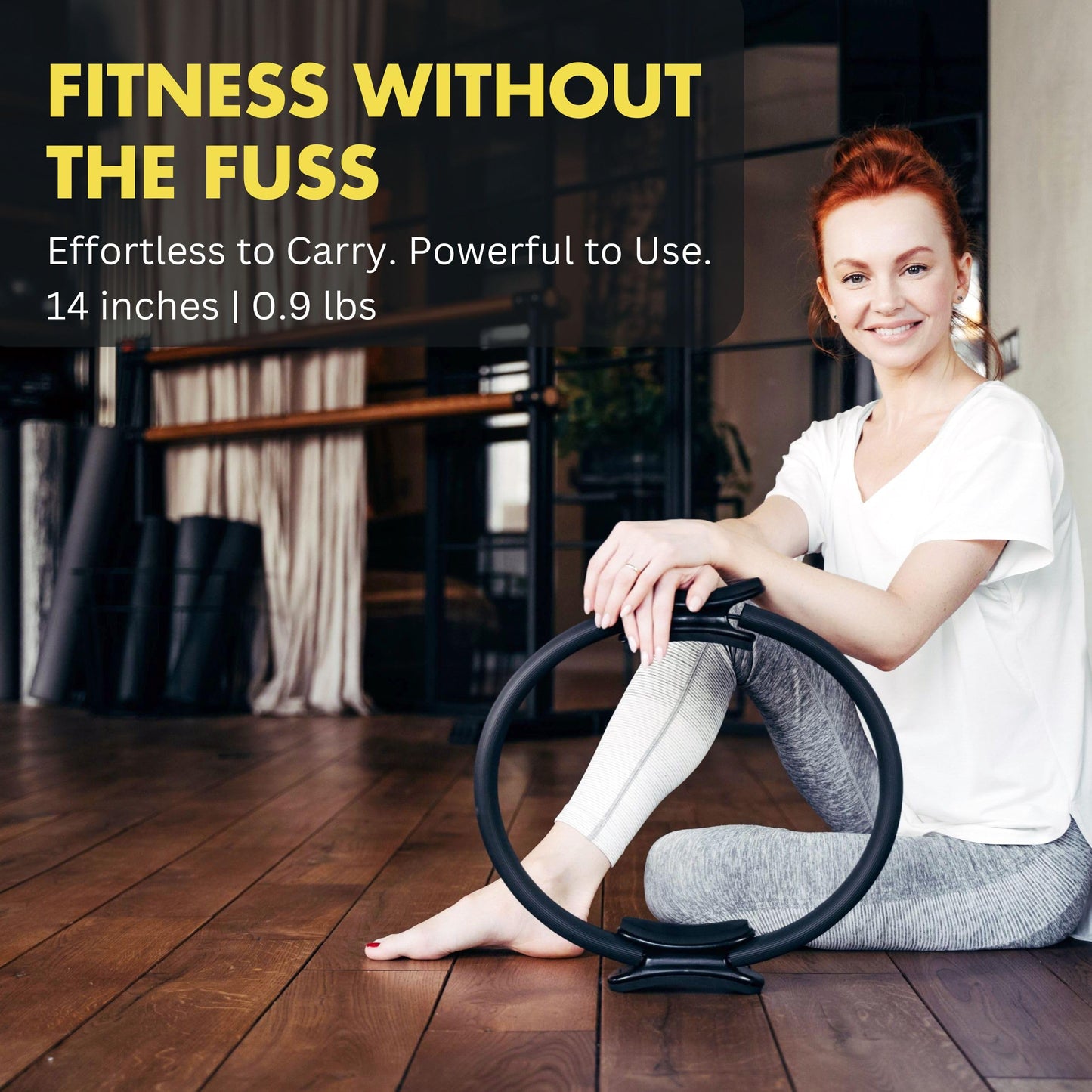 ProBody Pilates Fitness Circle – 14 Inch Pilates Ring for Yoga and Other Workouts, Focusing on Toning Inner Thighs, Arms, Core and Back, at Home Pilates Equipment (Yellow)