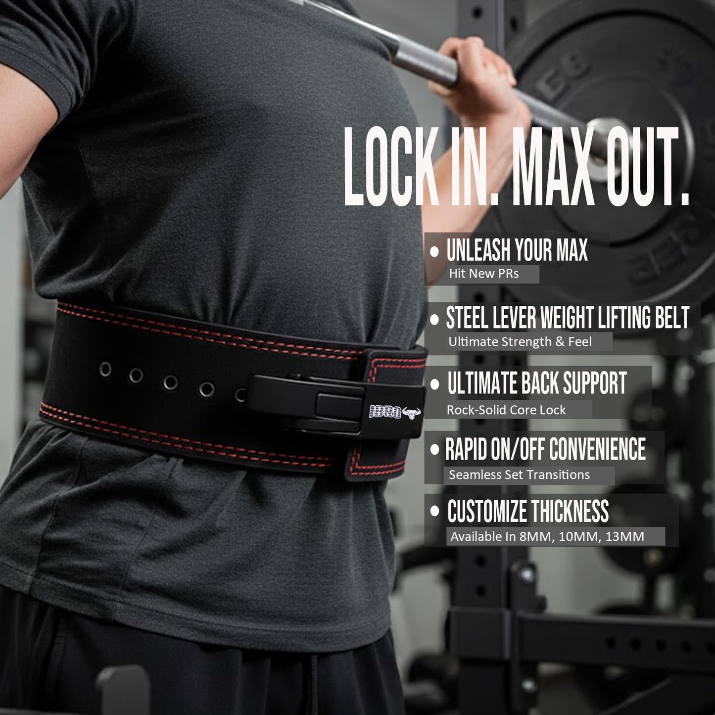 IBRO Powerlifting Lever Gym Belt – Power 10MM Extreme Heavy Duty Genuine Leather Belts - Squats Deadlifts Bodybuilding Weight Lifting IPF Power Lifting Strongman for Men 10mm AllWhite XL