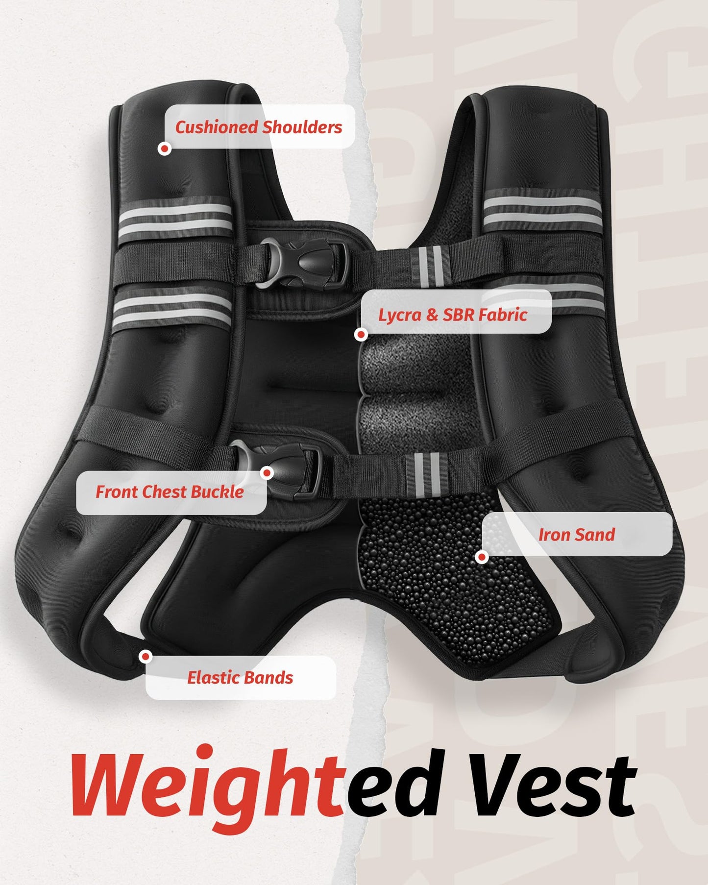 ZELUS Weighted Vest, 6lb/8lb/12lb/16lb/20lb/25lb/30lb Weight Vest with Reflective Stripe for Workout, Strength Training, Running, Fitness, Muscle Building, Weight Loss, Weightlifting, Black(16 lb)