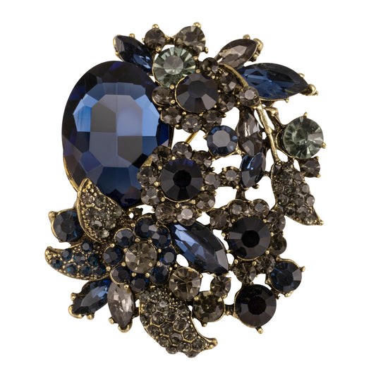 SELOVO Rhinestone Glitter Flower Brooch Pin Jewelry Scarf Accessory Vintage Gold Tone (Multicolor)