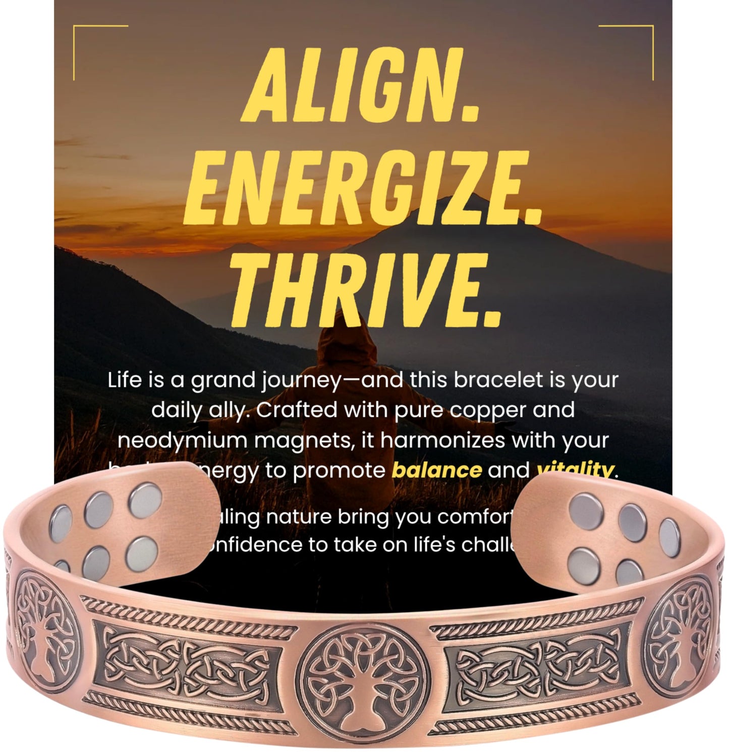 WestLuna Copper Bracelet for Men, 18X Ultra Strength Magnetic Bracelet with 3,800 Gauss Magnets, 99.99% Pure Copper Lymph Drainage Relief Health Jewelry, Includes Gift Box, Jewelry Cloth, Blank Blessing Card