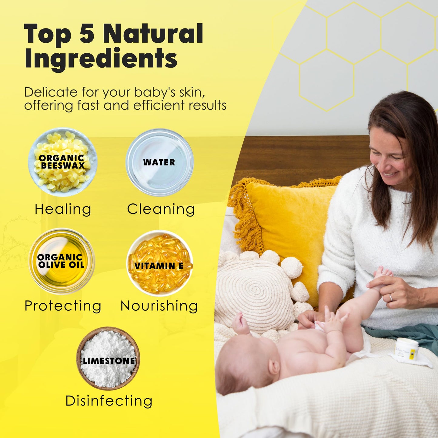 La Petite Creme Premium French Diapering Gift Set: Includes Organic Diapering Lotion (8 oz), Travel-size Liniment Baby Lotion (2 oz), 1 Travel-size Diaper Balm (1 oz), 50 Disposable Cotton Pads