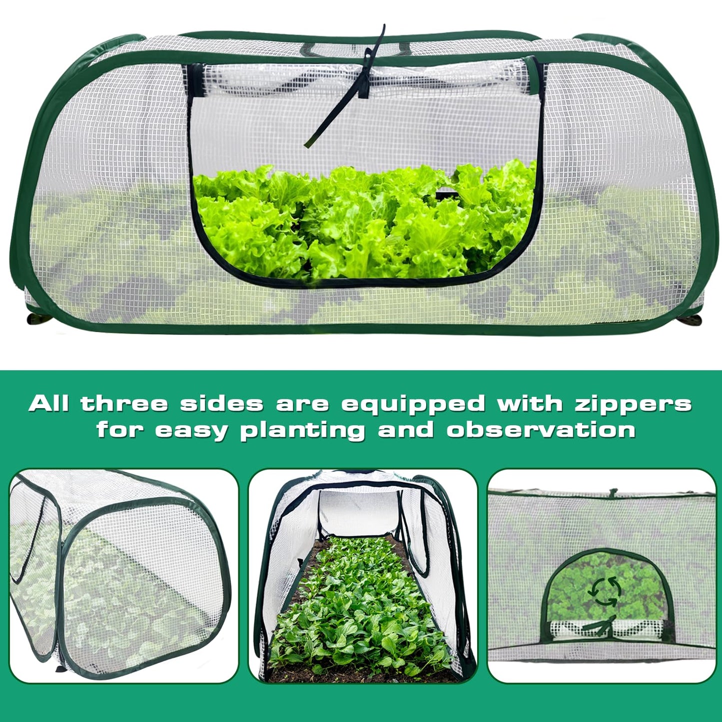 Garden Rows Accelerator Plants Cover-Garden Greenhouse with Roll-up Zipper Door,Thicker PE Cover for Indoor Outdoor Vegetable Fruits Rows - 45" L x 22" W x 16" H (White, 1 Pack)