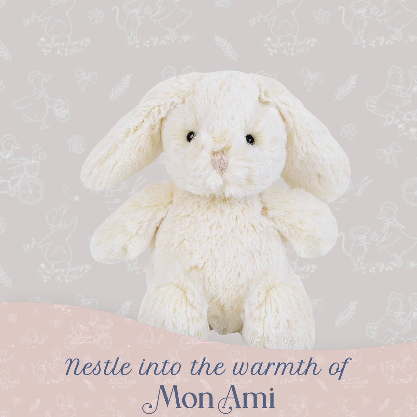 MON AMI Minnie Bunny 10-Inch Stuffed Rabbit for Boys & Girls | Soft Easter Bunny Plush Toy | Snuggle Companion | Nursery Décor | Gift for Birthdays & Showers