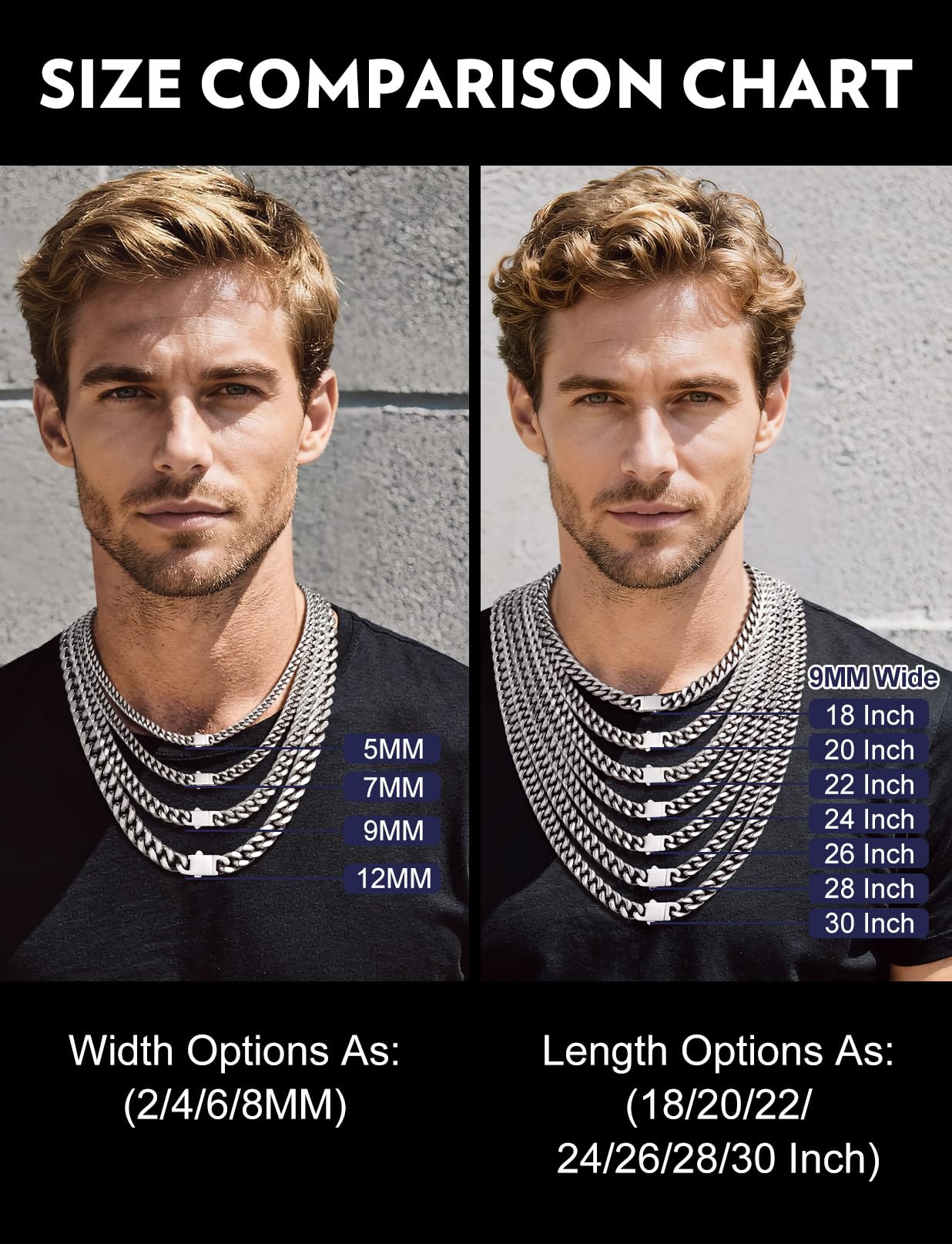 Bandmax Diamond Cuban Link Chain for Men 9MM Chunky Stainless Steel Chain Necklace 28Inch Rock Rapper Biker Chain Jewelry Gift for Men