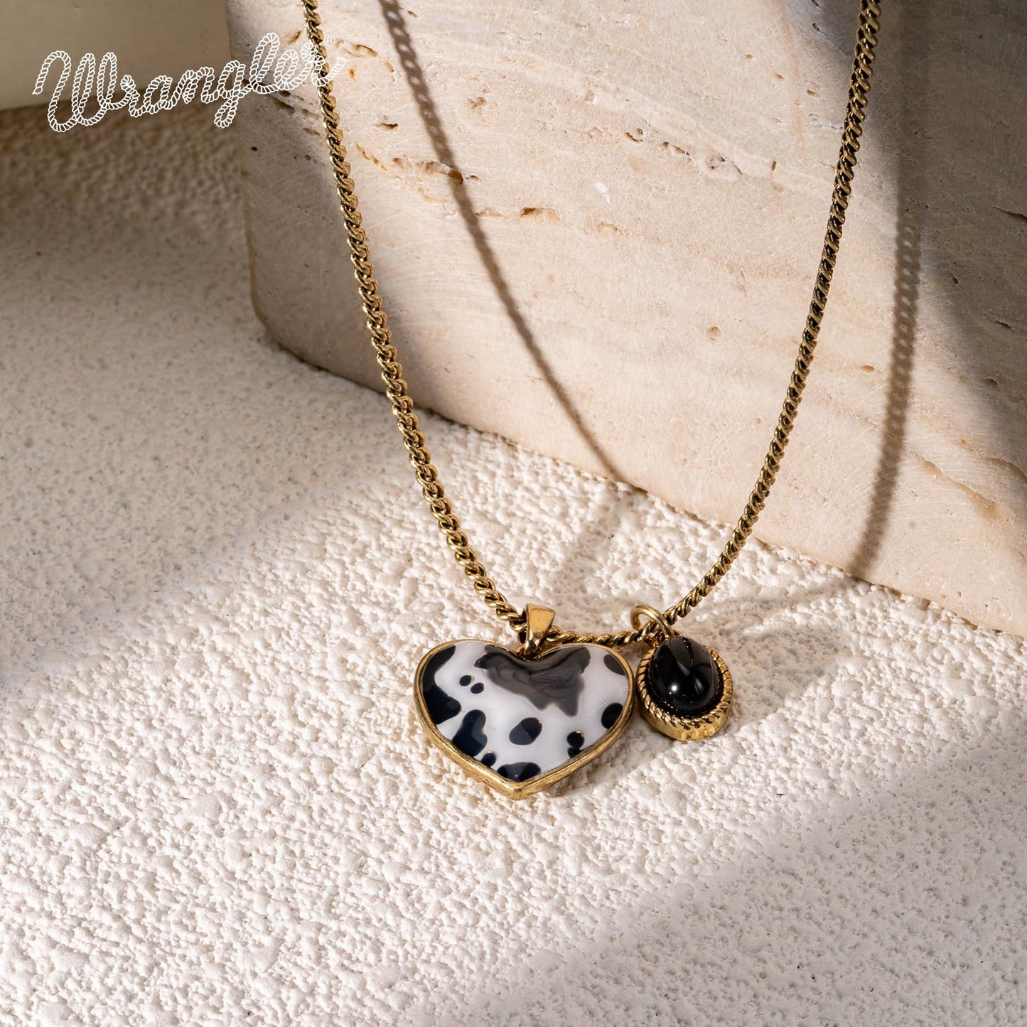 Montana West x Wrangler Western Pendant Necklace for Women 14k Gold Silver Heart Statement Turquoise Cowgirl Vintage Trendy Fashion Jewelry WNS-1129G-BK
