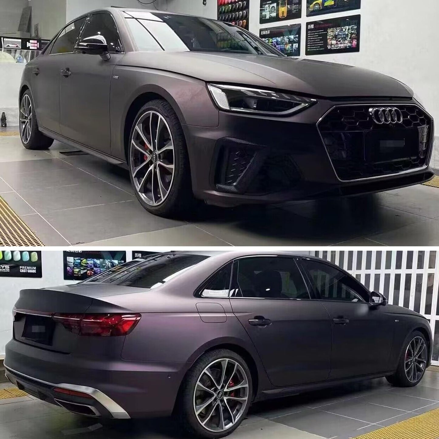 AuMoHall Matte Metallic Black to Charming Dark Purple Satin Chameleon Vinyl Wrap Color Change DIY Vehicle Vinyl Film, 59.84'' x 196.85''