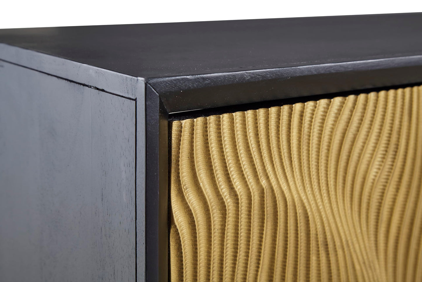 Signature Design by Ashley Tayner Contemporary Accent Cabinet with 2 Doors and 1 Shelf, Black & Metallic