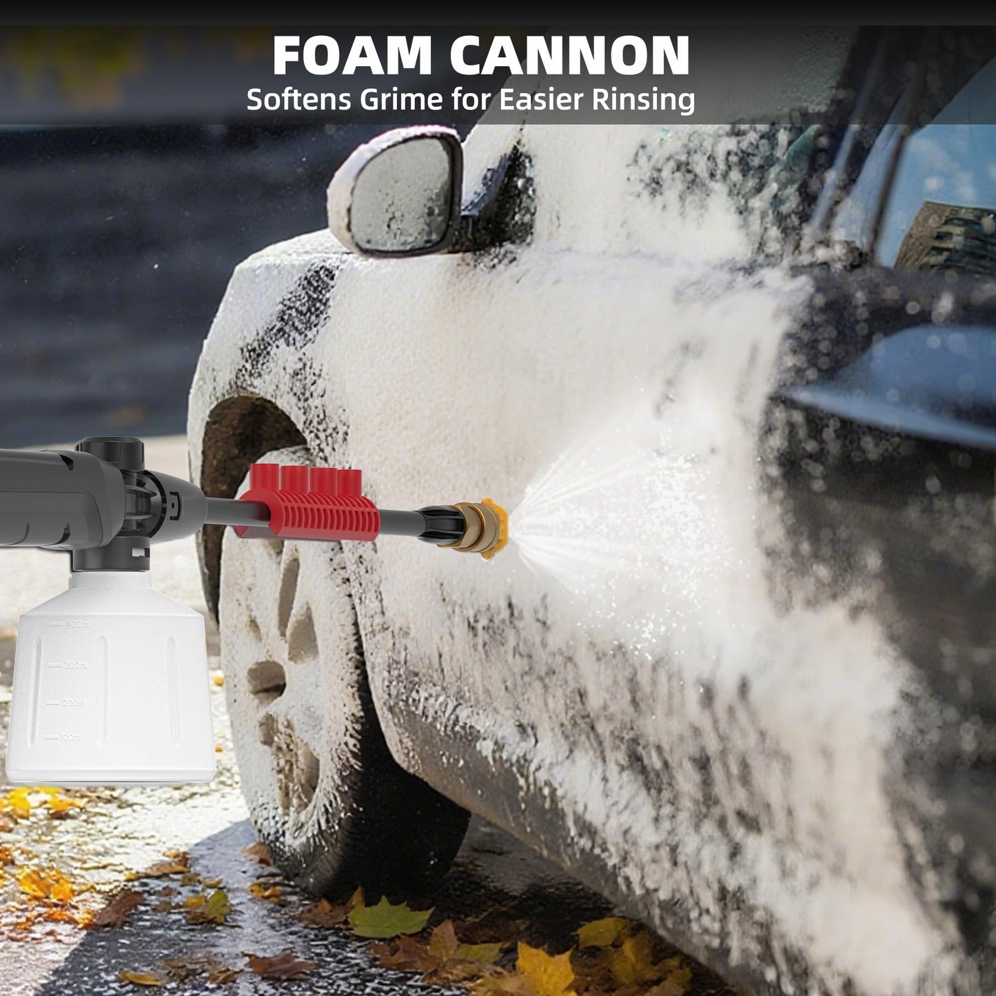 Paporia Electric Pressure Washer, 2.5 Max GPM Electric Power Washer with Foam Cannon, Powerwasher with 4 Nozzles, High Pressure Washer for Cars, Driveways, Patios, Decks
