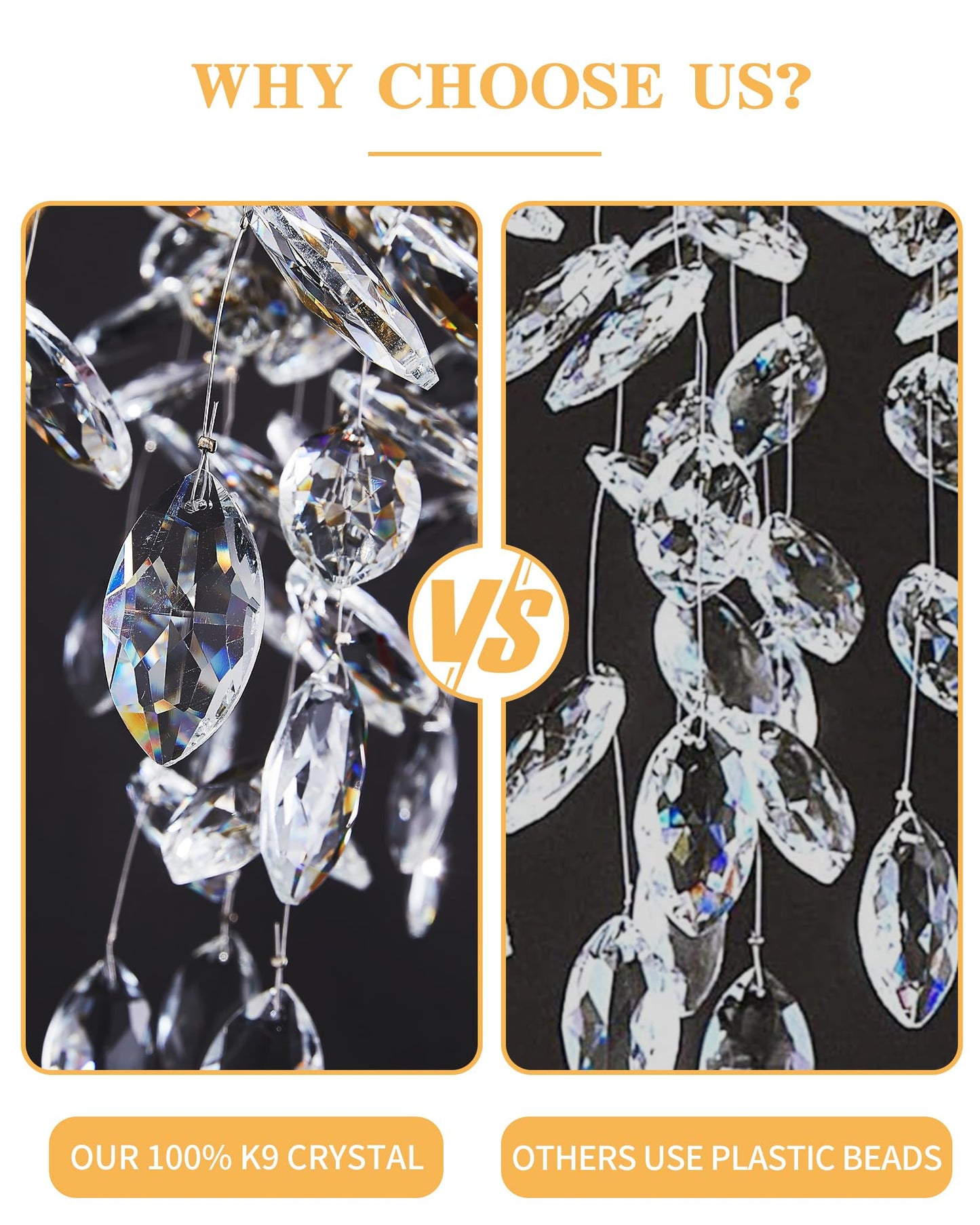 witkey Modern Tree Branch Crystal Chandelier Luxury Gold Crystal Pendant Lighting 23.6" Contemporary 8-Light Chandeliers for Dining Room Kitchen Bedroom Living Room