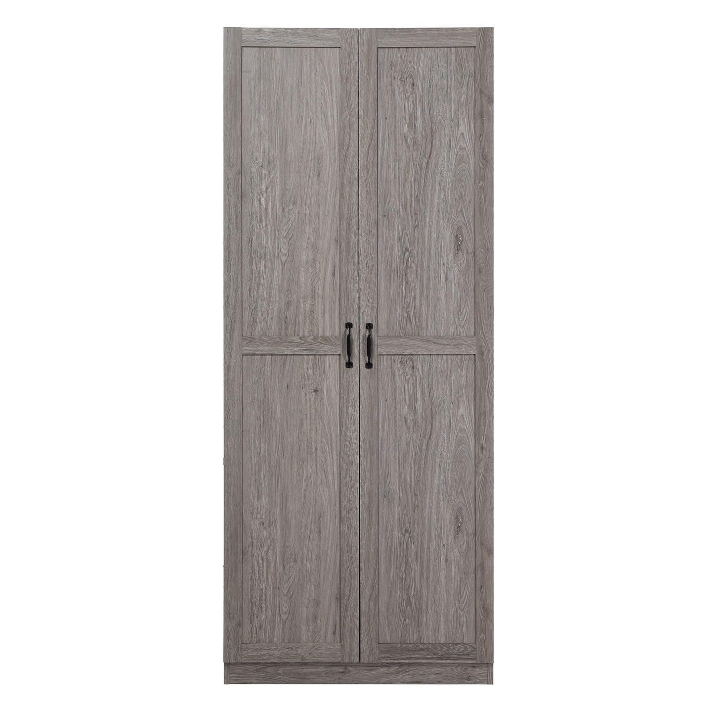 Manhattan Comfort Cornelia Modern Storage Cabinet with Doors and Shelves 2.0 - Tall Freestanding Wardrobe Closet with 4 Adjustable Cubbies for Bedroom or Linen Use, Set of 1, Grey