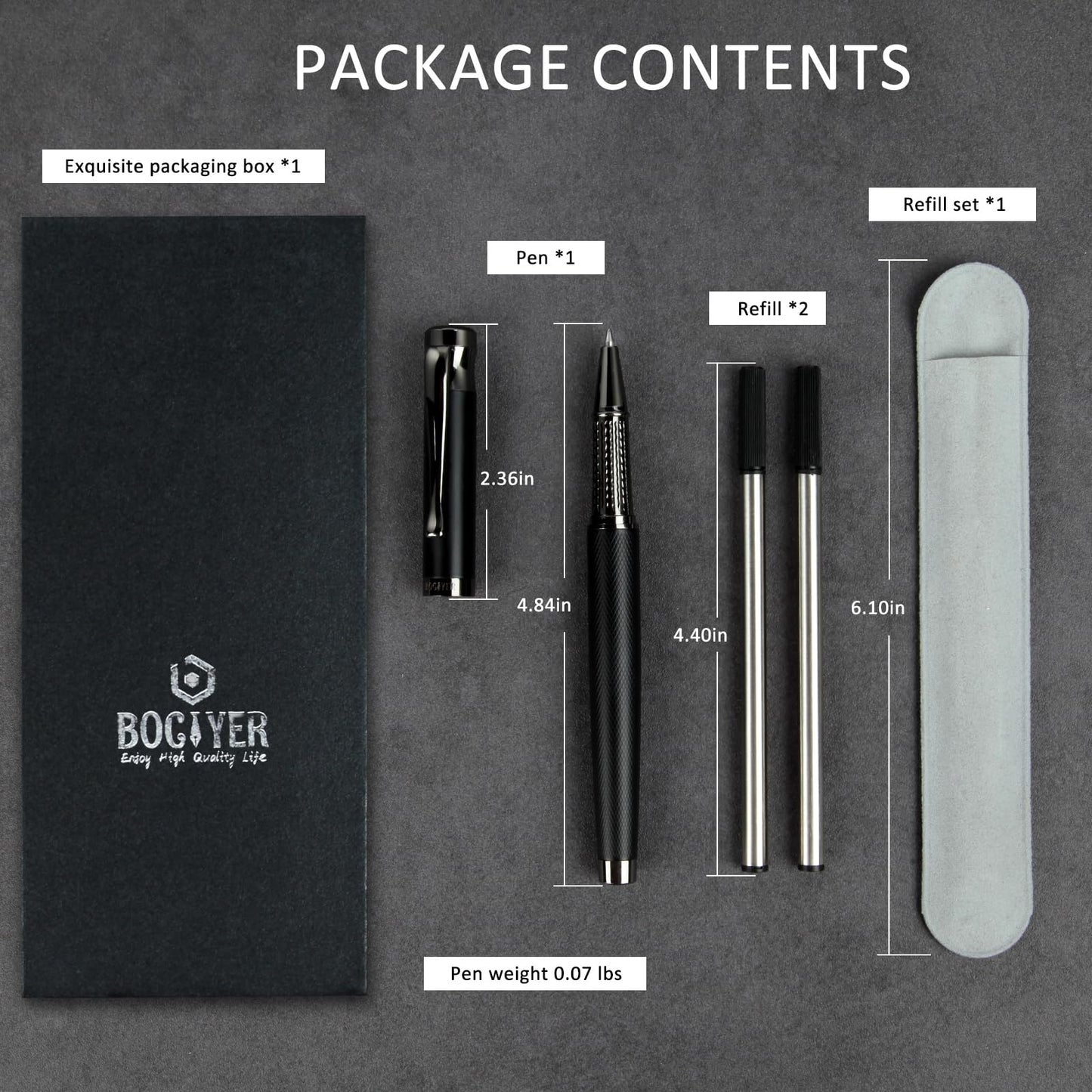BOCIYER Liquid Ink Rollerball Pens - Fine Line Nice pen, Writing Pens for Journal and Office Supplies, Fancy Pen Gift Box for Father's Day or Mother's Day And Other Festivals(Green)