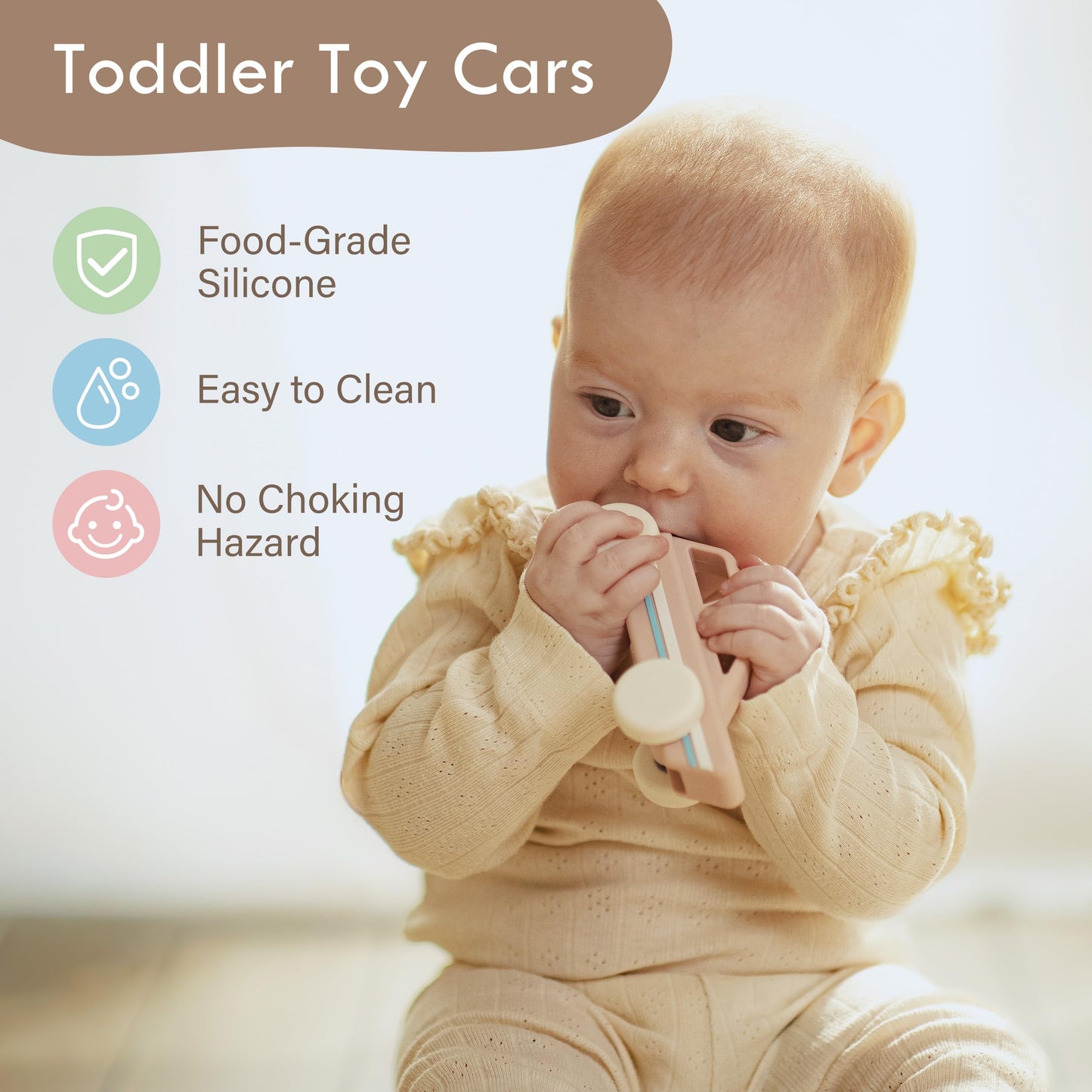 Moonkie Baby Silicone Toy Bundle | Food-Grade Push Cars (3-Pack) & Bunny Stacking Rings (7-Piece) | Safe One-Piece Design for Teething & Play | Montessori Educational Toys for Infants & Toddlers 6M+ |